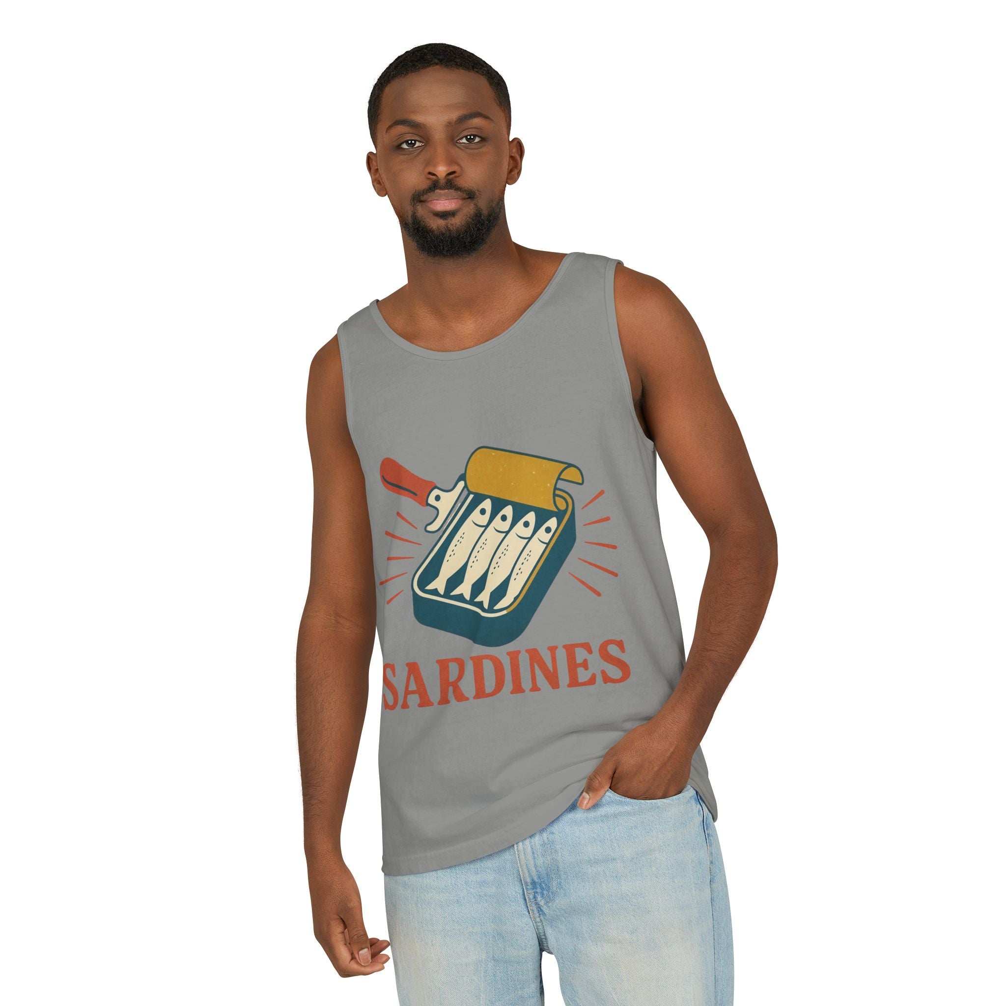 Sardines Graphic Tank Top — Retro Canned Fish Illustration - Creations by Chris and Carlos
