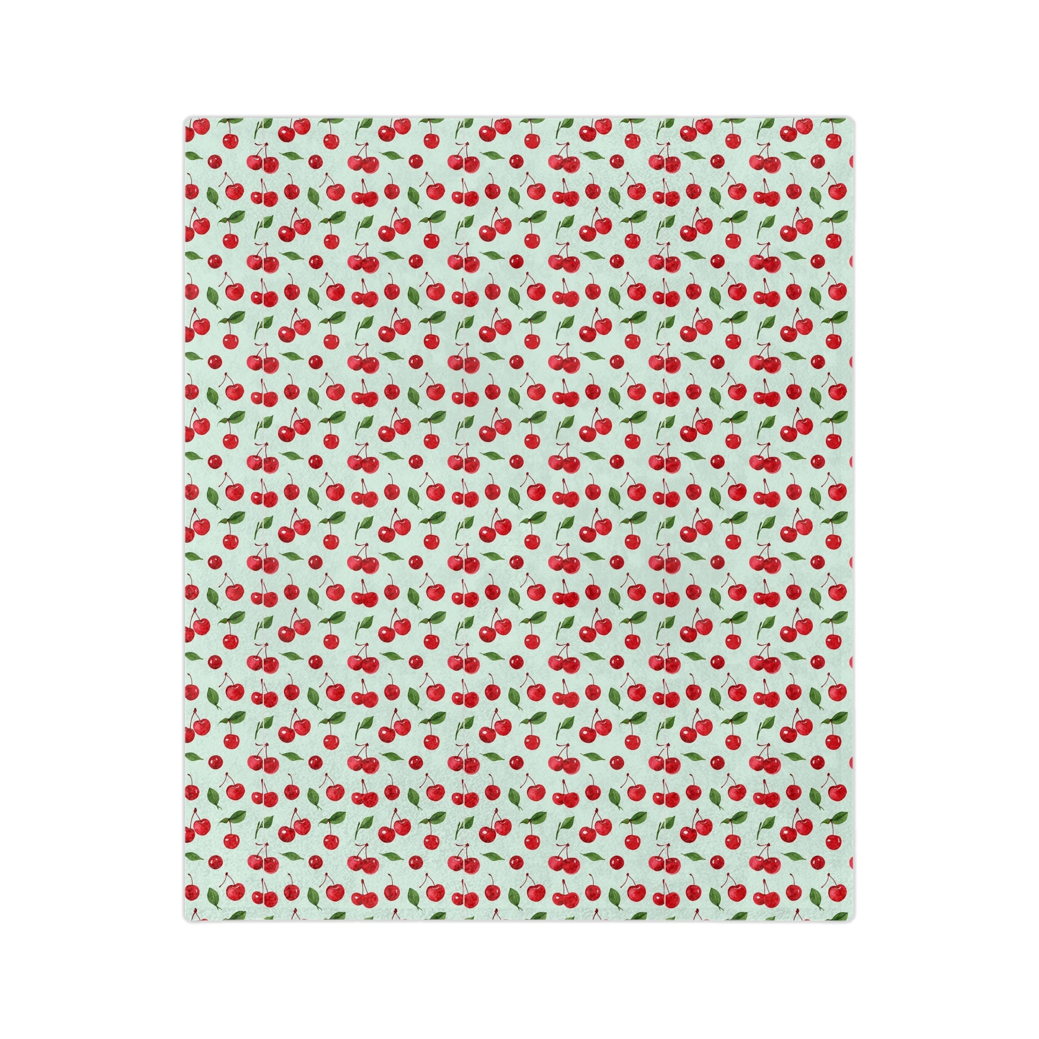 The Sugar Shack Diner Cherry Pattern Velveteen Microfiber Blanket — Cute Retro Fruit Throw - Creations by Chris and Carlos