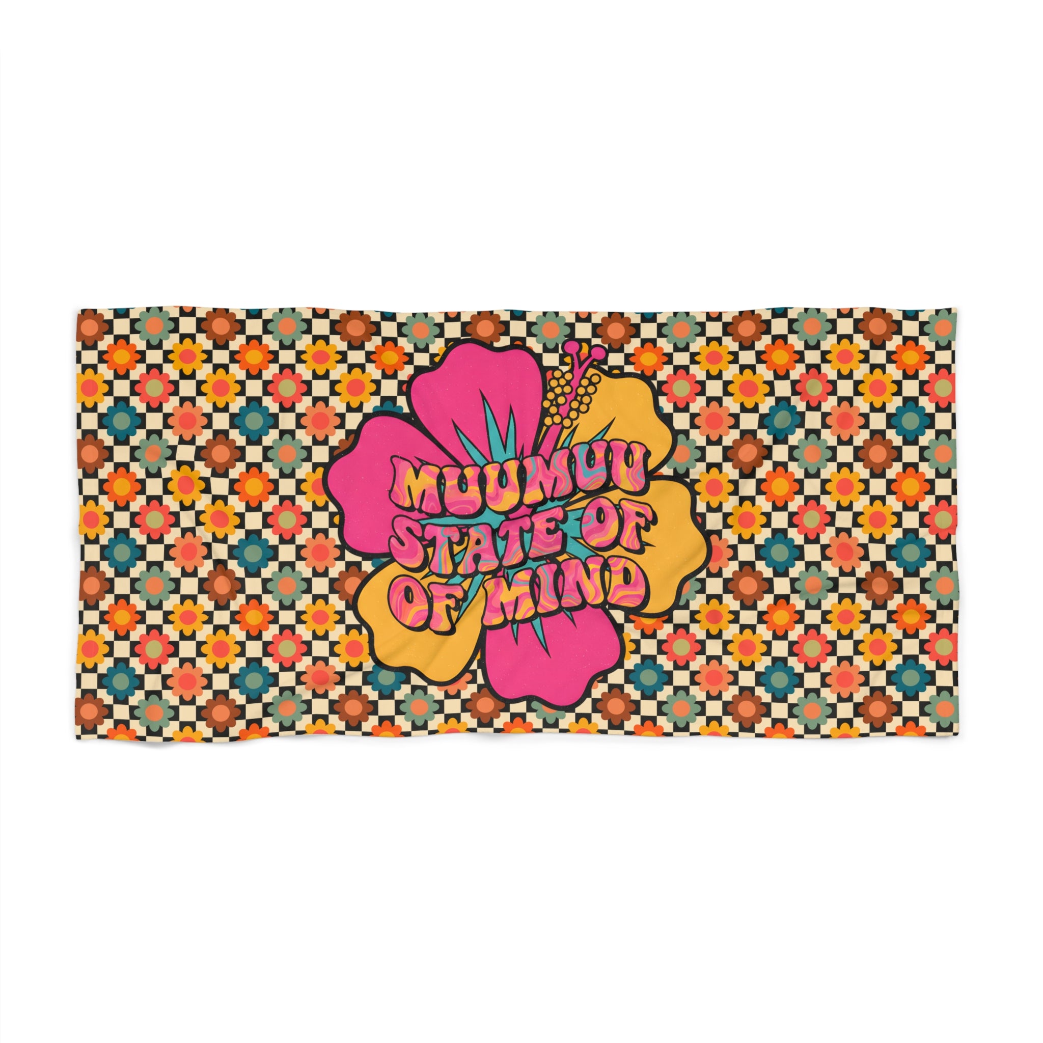 Stateroom 401 Roper's Romp Collection- Beach Towel - "Muumuu State of Mind" Retro Floral Hawaiian Towel - Creations by Chris and Carlos