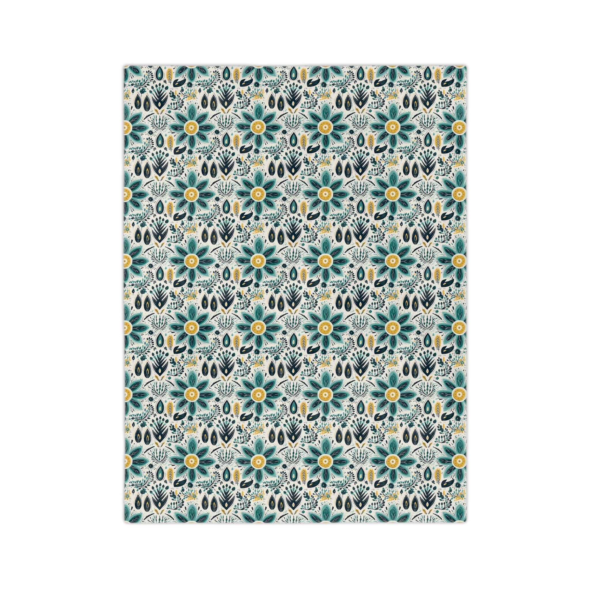 Sol y Alegría (Sun and Joy) Collection-Floral Teal Velvet Microfiber Blanket Boho Flower Pattern Throw - Creations by Chris and Carlos