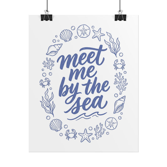 Meet Me By The Sea Rolled Poster – Nautical Beach Wall Art, Coastal Home Decor - Creations by Chris and Carlos