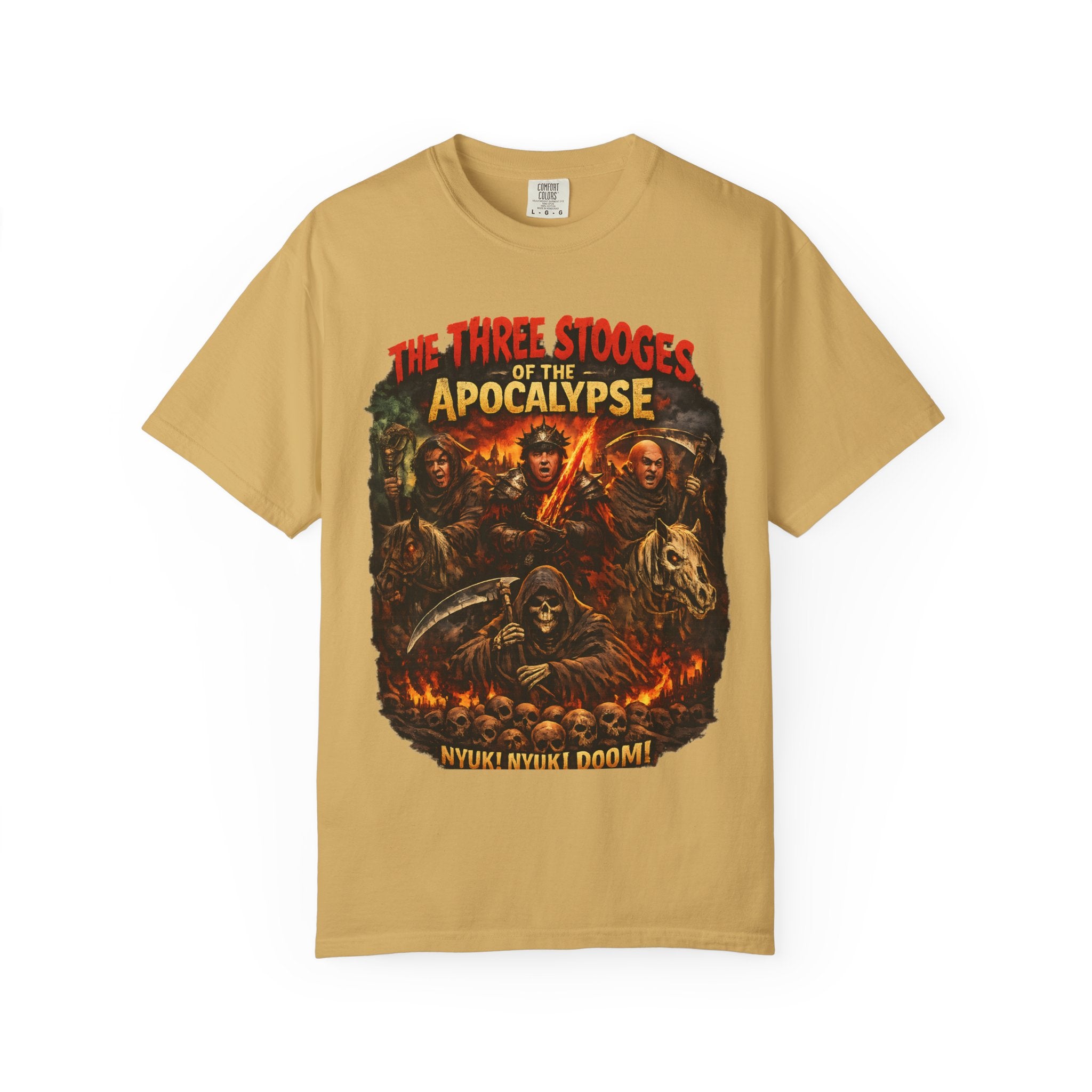 Apocalypse Comedy T-Shirt — "The Three Stooges of the Apocalypse" Graphic Tee - Creations by Chris and Carlos