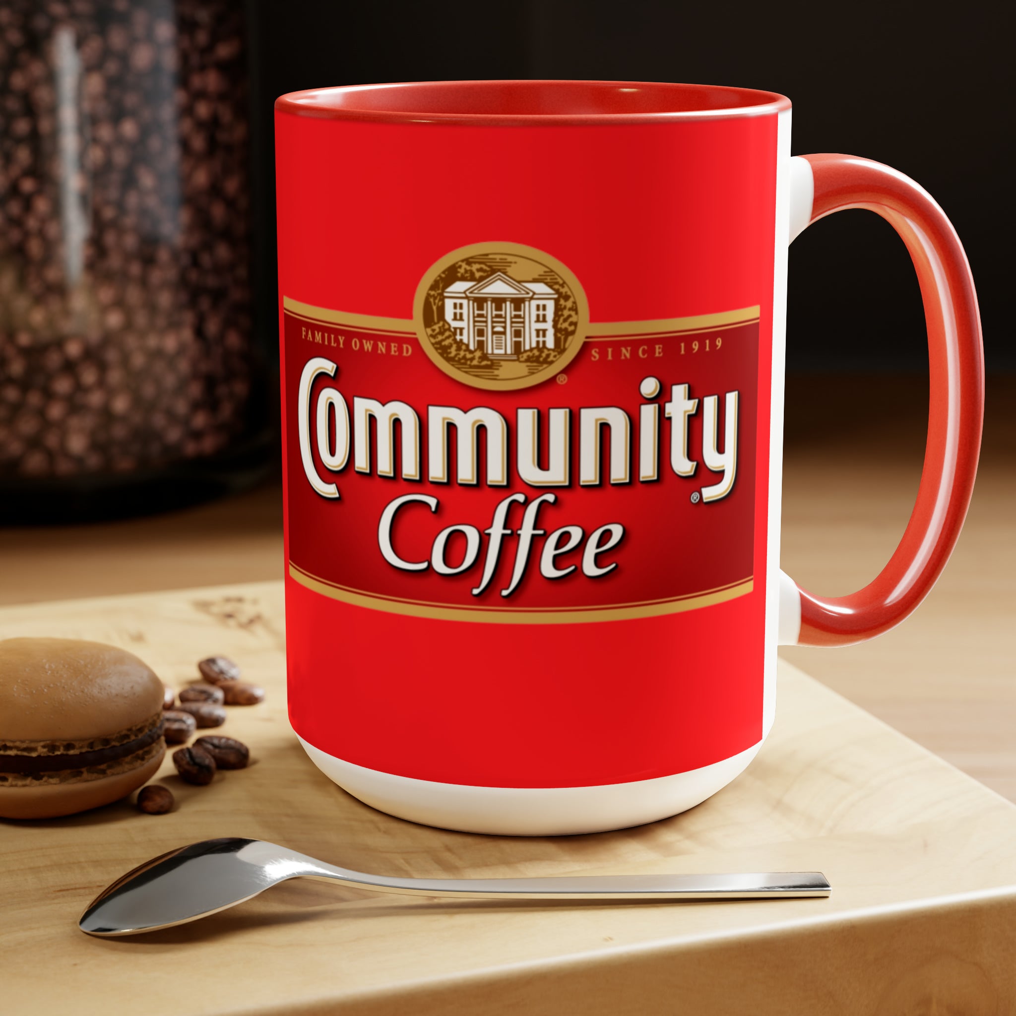 Community Coffee- jcWhite Ceramic Mug - Creations by Chris and Carlos