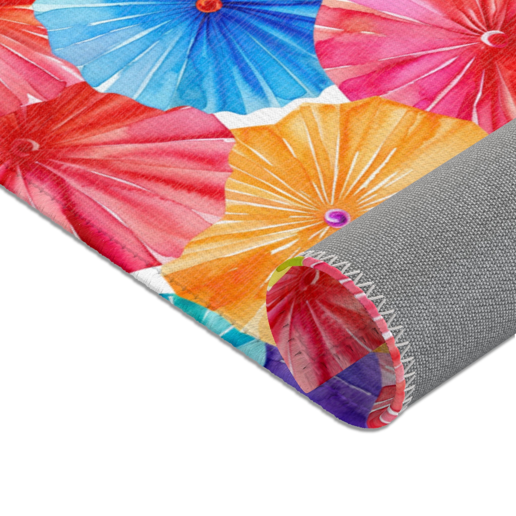Sol y Alegría (Sun and Joy) Collection- Vibrant Umbrella Pattern Area Rug — Colorful Tropical Beach Vibe Accent Rug - Creations by Chris and Carlos