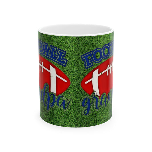 Football Papa Grandpa Ceramic Mug — 11oz/15oz Grassy Field Coffee Cup - Creations by Chris and Carlos