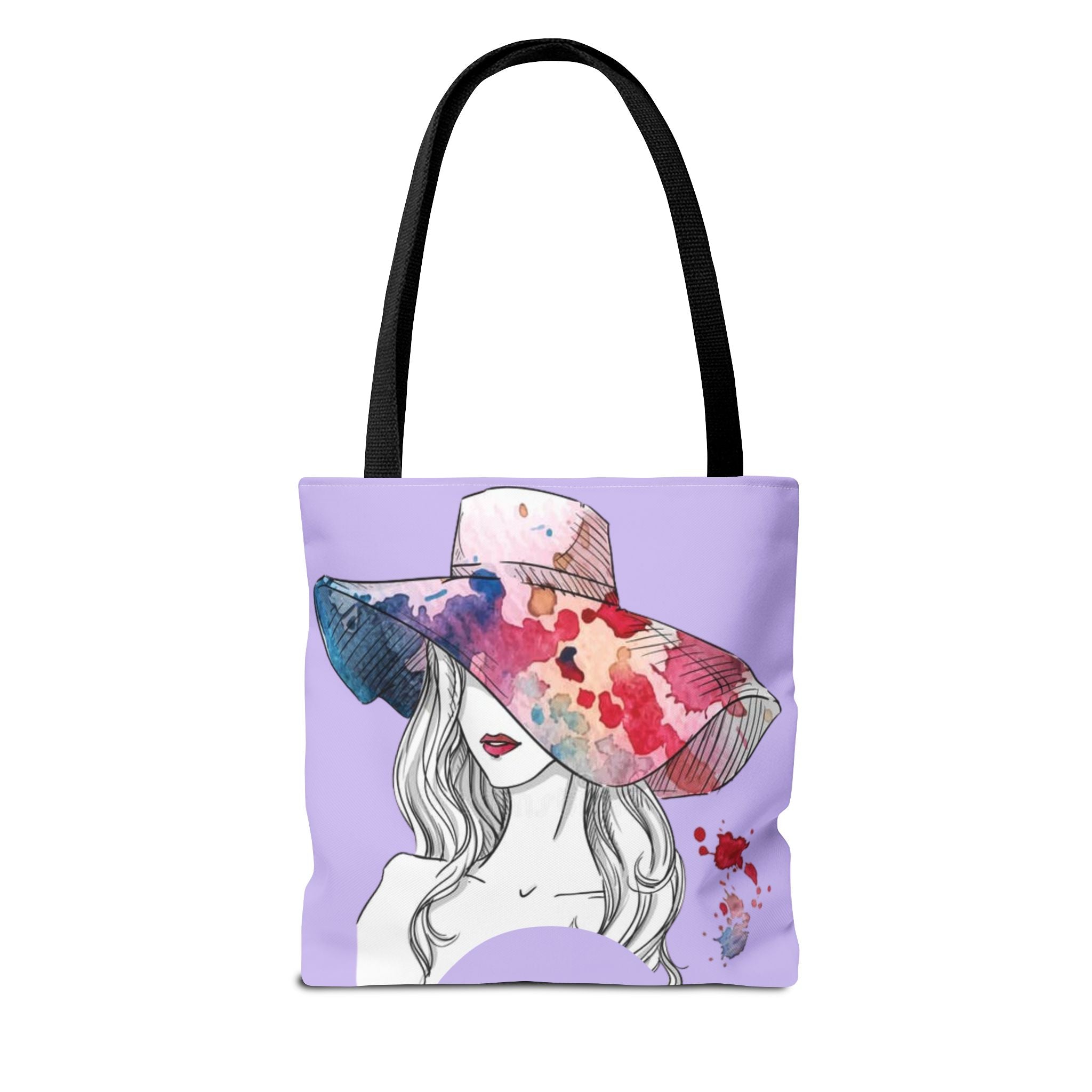 Floral Watercolor Sunhat Tote Bag — Fashionable Illustrated Woman Beach Tote - Creations by Chris and Carlos