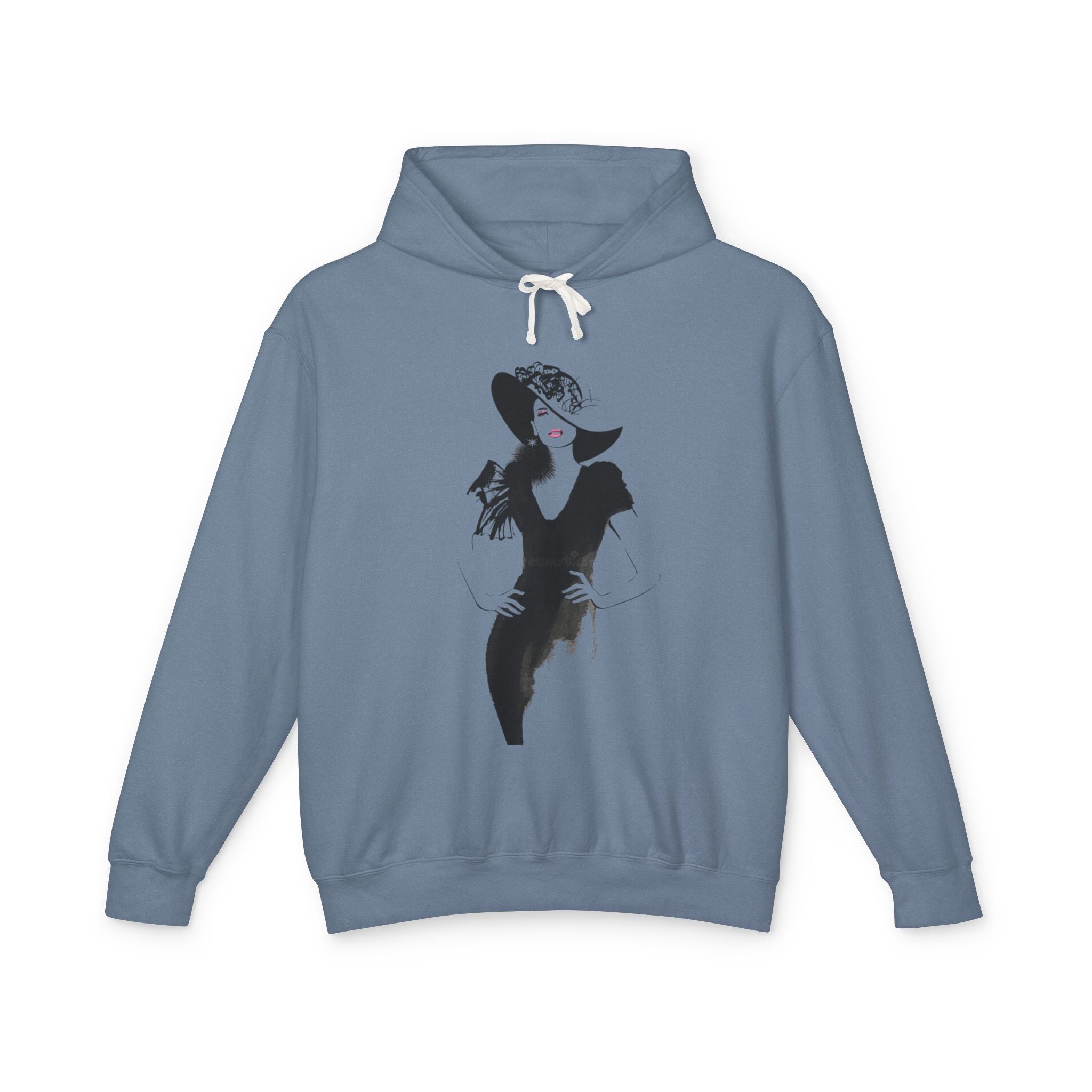 Retro Femme Fashion Hoodie — Vintage Black & White Glamour Illustration - Creations by Chris and Carlos