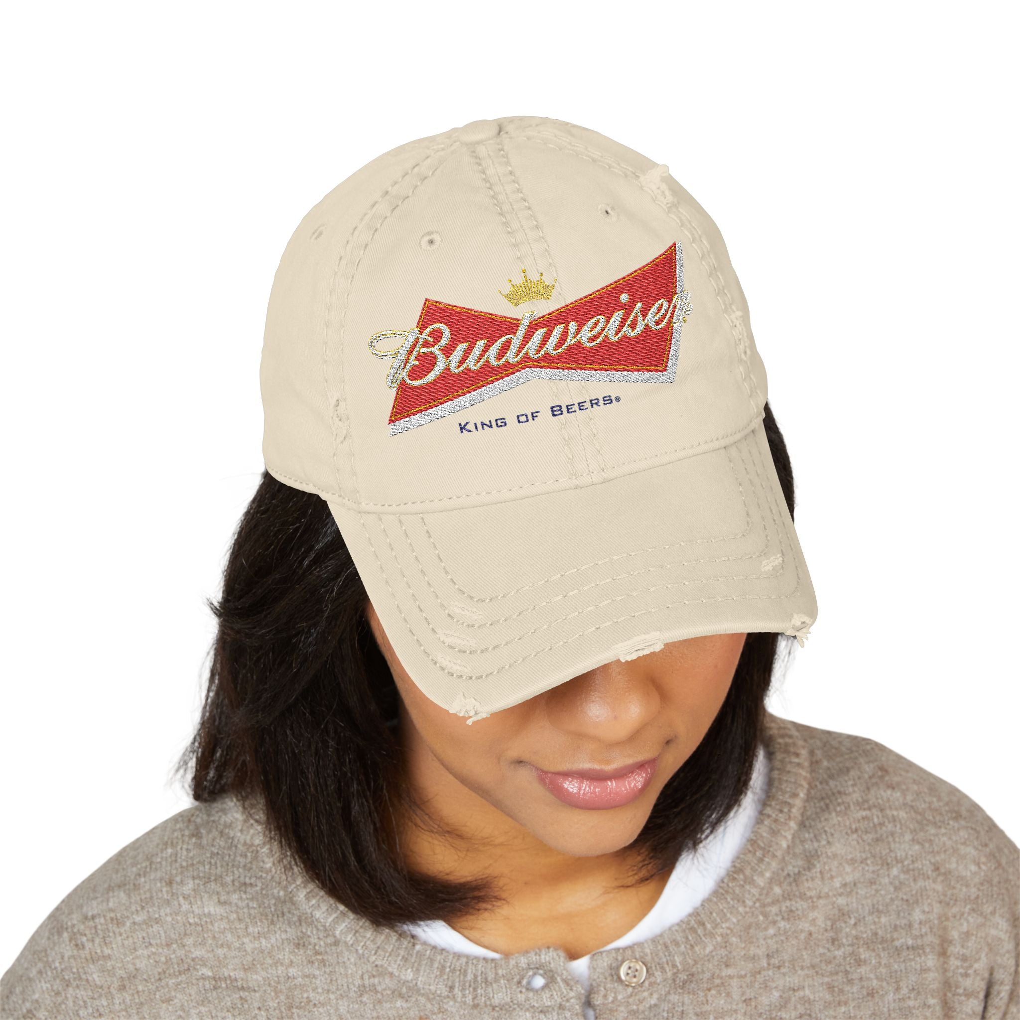 Budweiser Embroidered Distressed Dad Hat - Creations by Chris and Carlos