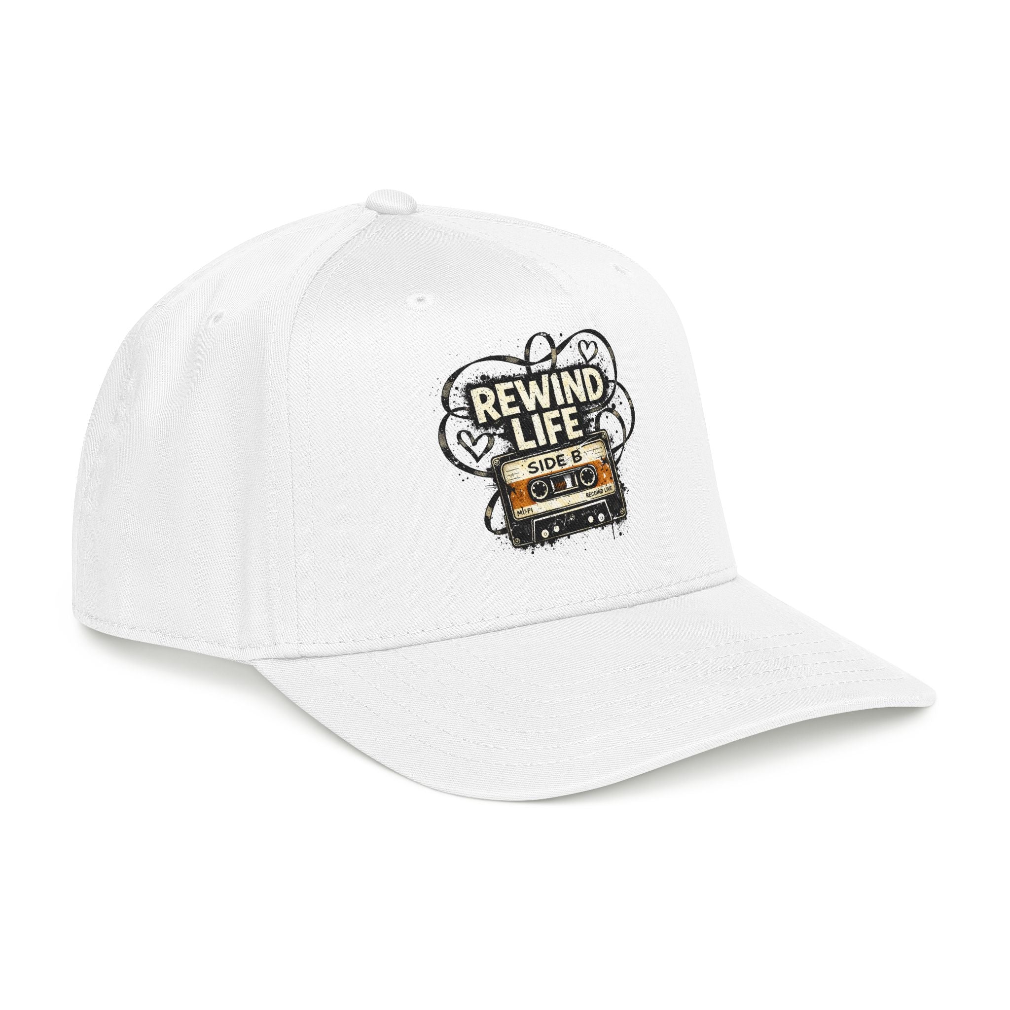 Rewind Life Cassette Cap — Retro Music Mid-Profile Baseball Hat - Creations by Chris and Carlos