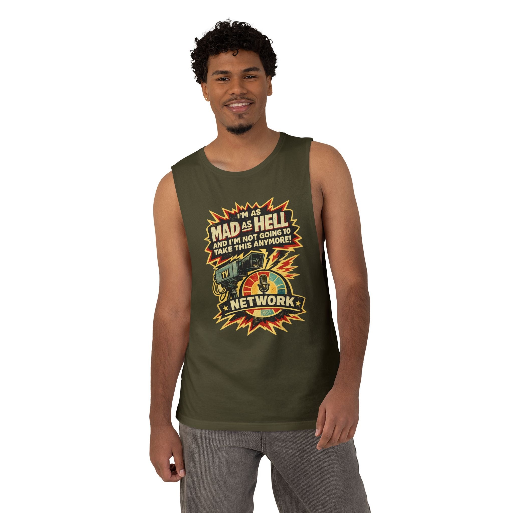 Mad As Hell Network Graphic Tank Top — Retro Protest Tee - Creations by Chris and Carlos
