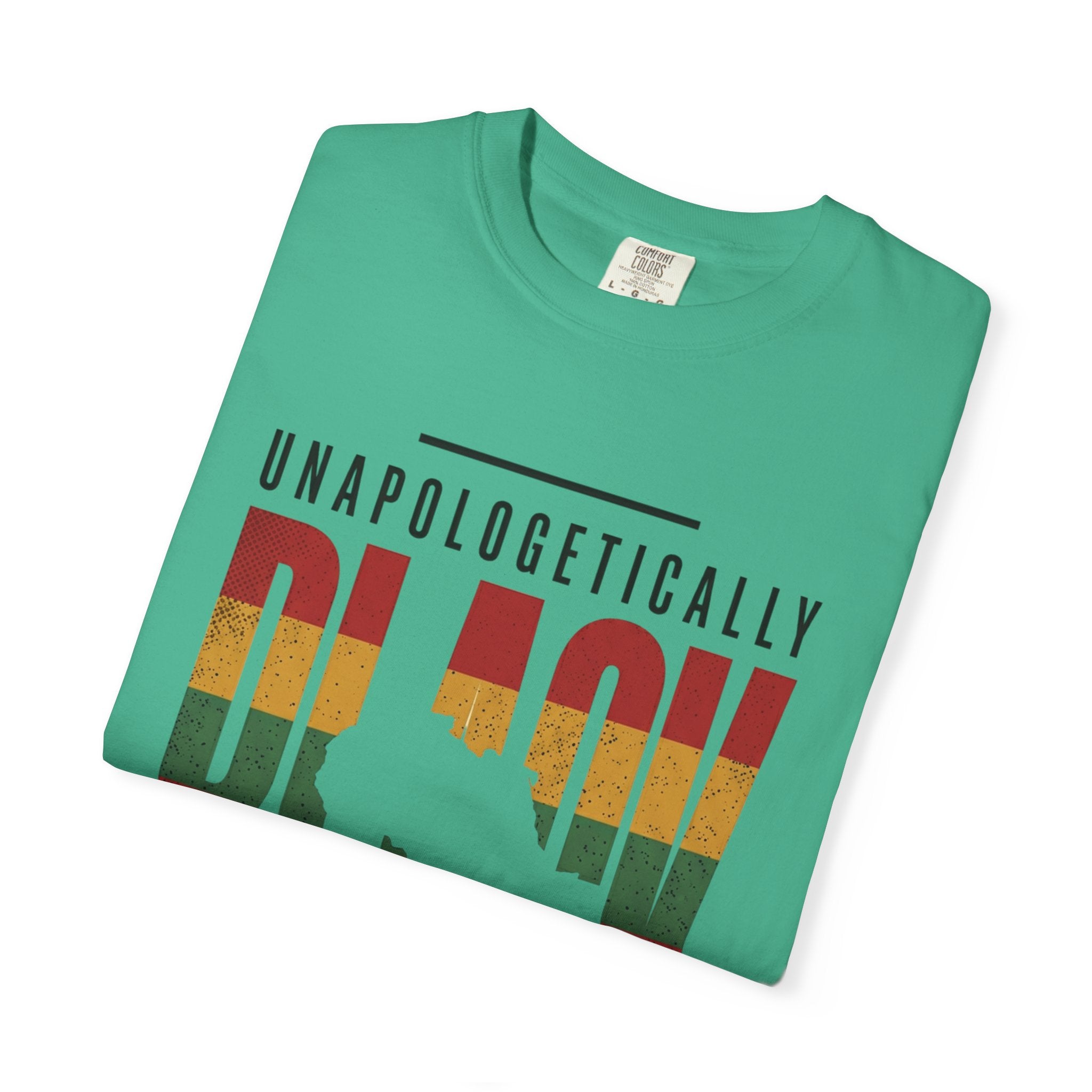 Unapologetically Black T-Shirt — Retro Pan-African Stripes - Creations by Chris and Carlos