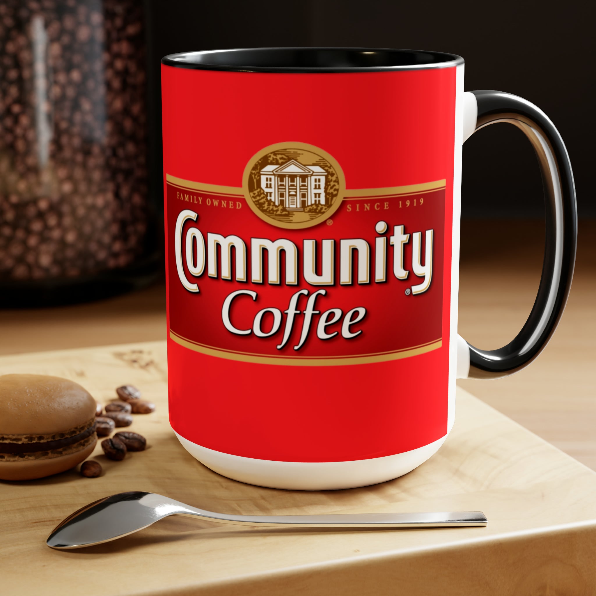 Community Coffee- jcWhite Ceramic Mug - Creations by Chris and Carlos
