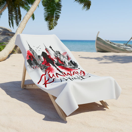 Runaway Mind Beach Towel — Urban Skyline Red & Black Graphic - Creations by Chris and Carlos
