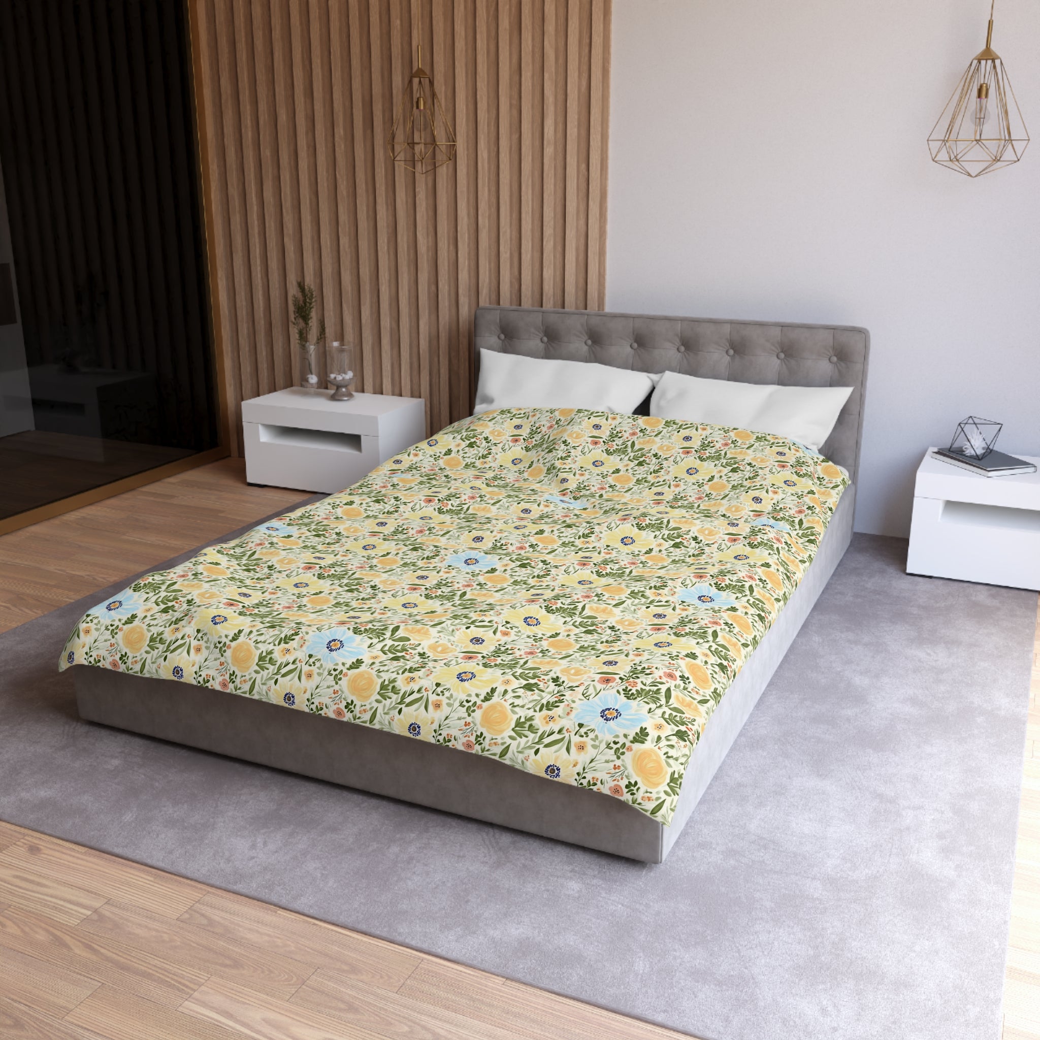 The Artisanal Flora Gallery Vintage Floral Duvet Cover — Pastel Wildflower Microfiber Bedding - Creations by Chris and Carlos