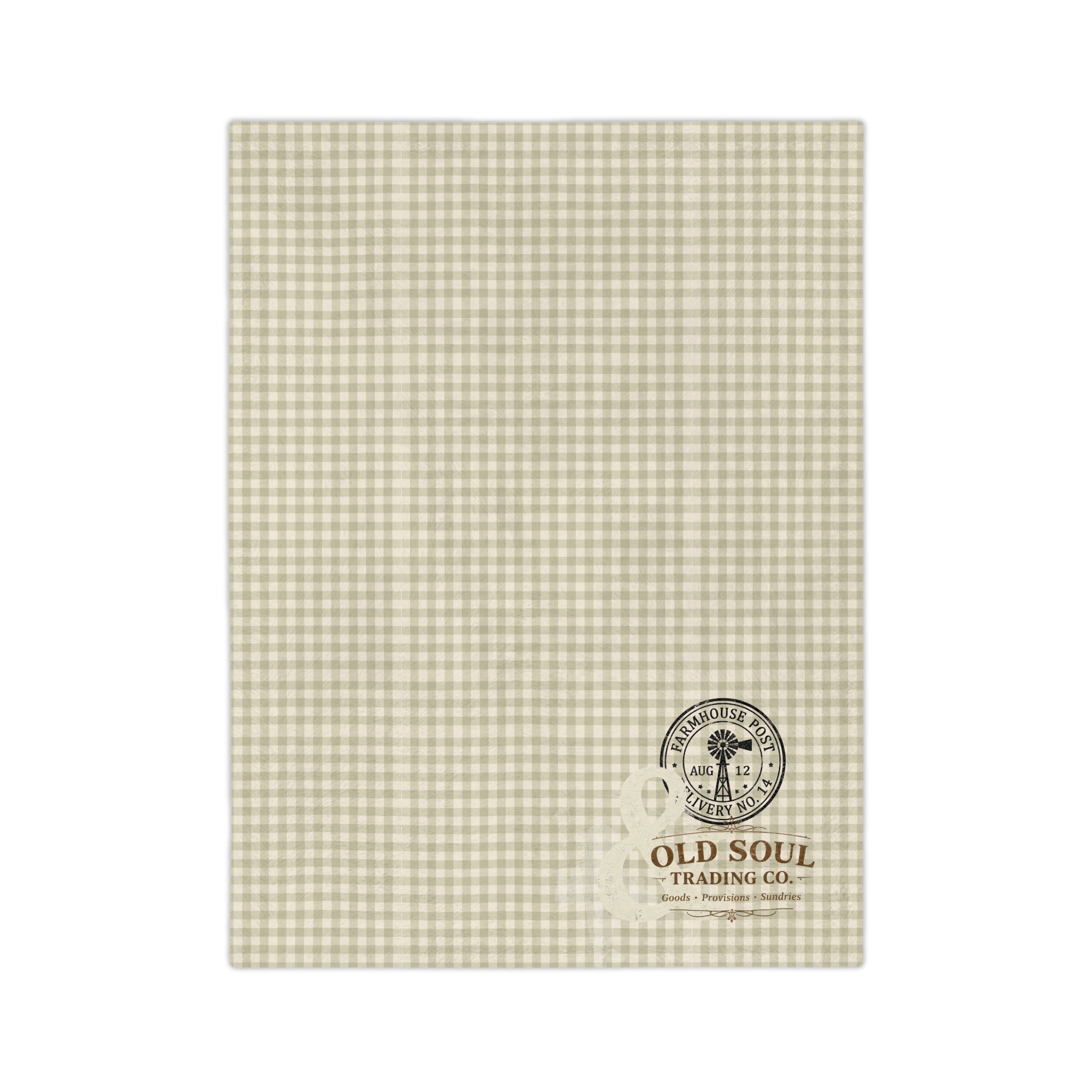 Velveteen Microfiber Blanket — Vintage Plaid 'Old Soul Trading Co.' Cozy Throw - Creations by Chris and Carlos