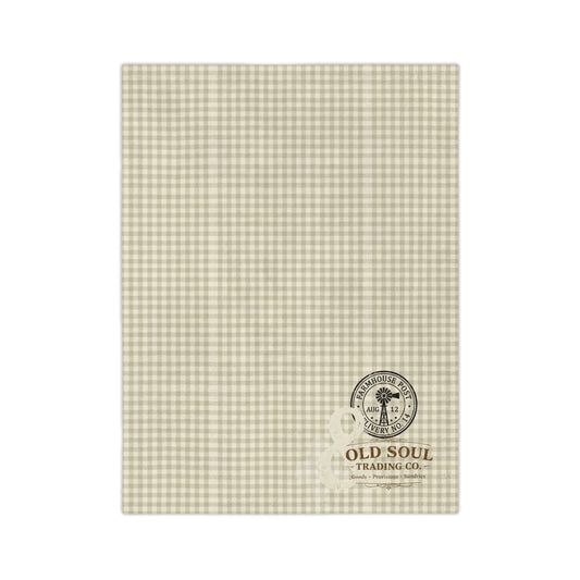 Velveteen Microfiber Blanket — Vintage Plaid 'Old Soul Trading Co.' Cozy Throw - Creations by Chris and Carlos