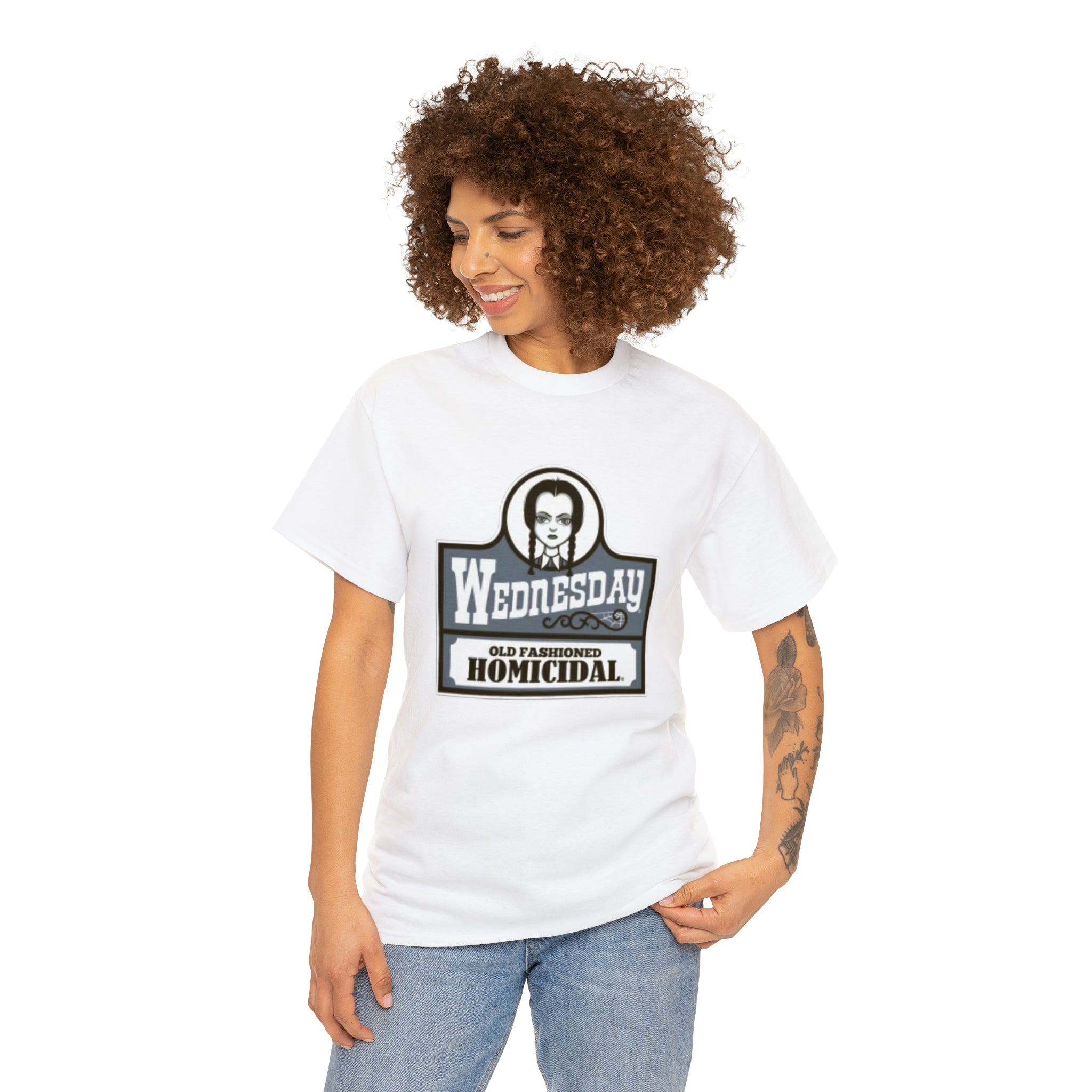 Wednesday- Wendys Unisex Heavy Cotton T-Shirt - Creations by Chris and Carlos