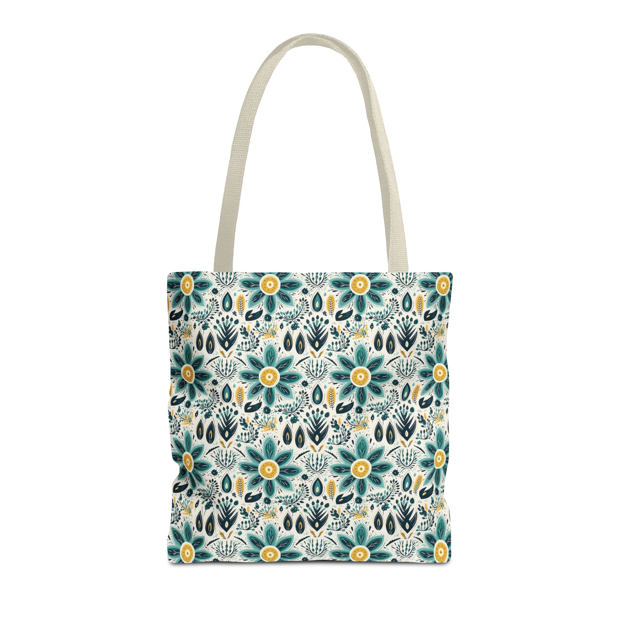 Sol y Alegría (Sun and Joy) Collection- Cactus Succulent Pattern Microfiber Blanket Soft Velveteen Throw for Home & Garden Lovers Floral Folk Art Tote Bag — Teal & Mustard All-Over Print - Creations by Chris and Carlos
