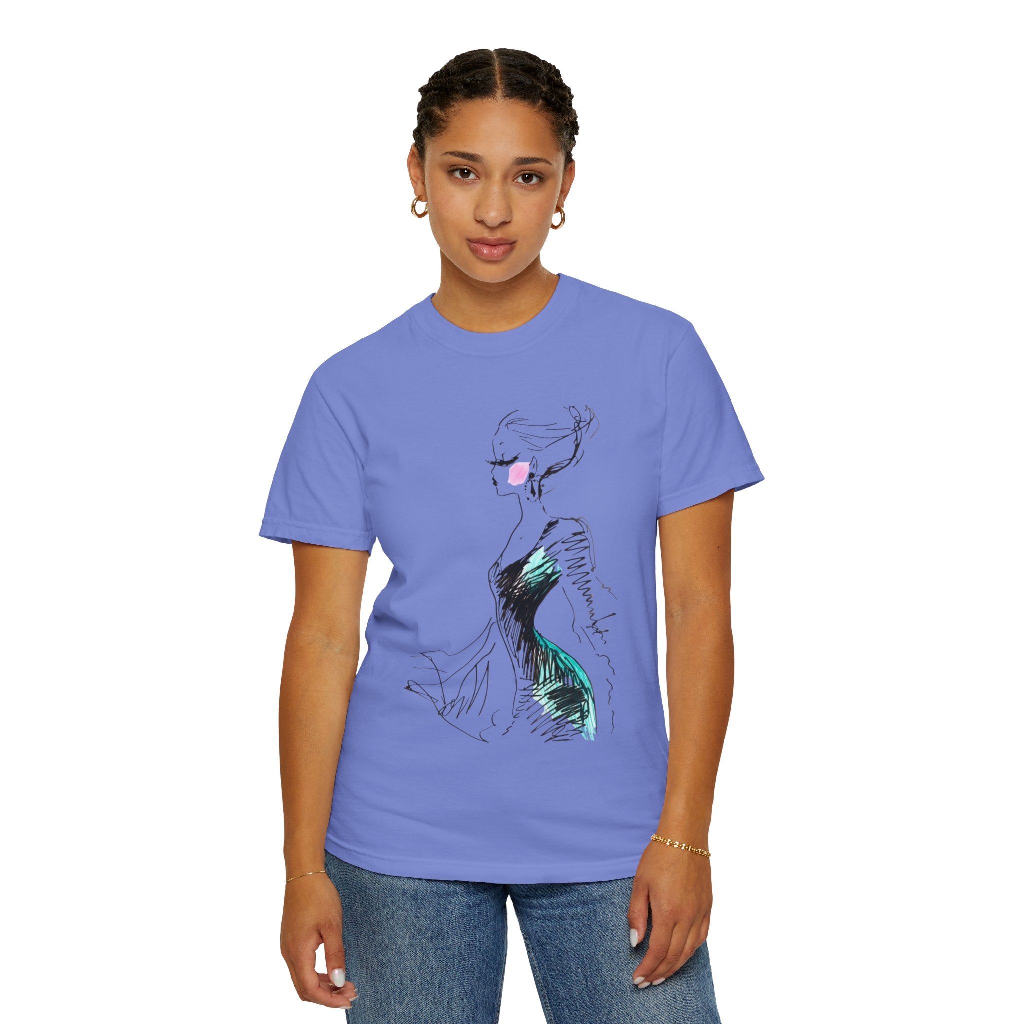 Fashion Sketch T-Shirt – Hand-Drawn Dress Illustration Tee - Creations by Chris and Carlos