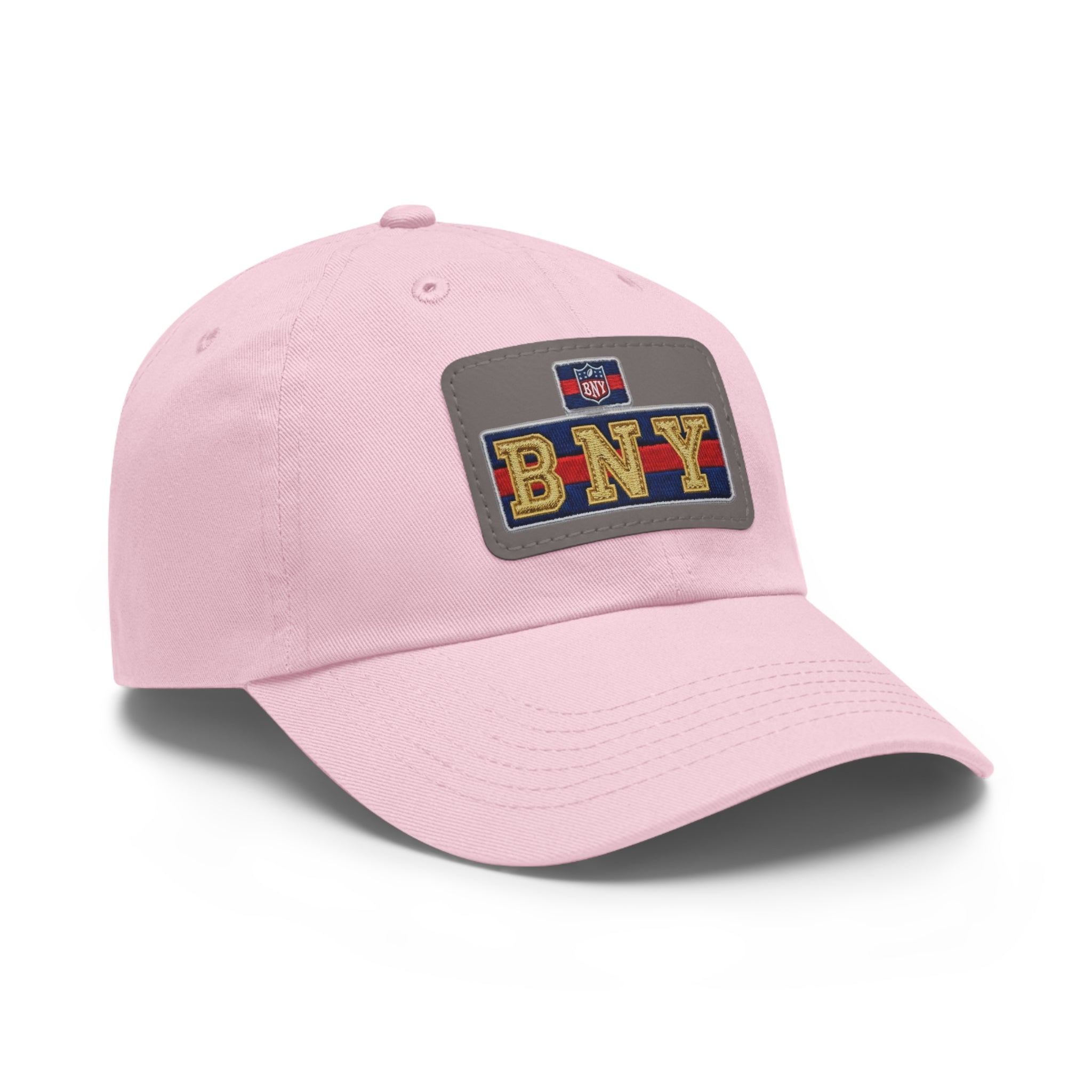 BNY Leather Patch Dad Hat – Vintage Varsity Baseball Cap - Creations by Chris and Carlos