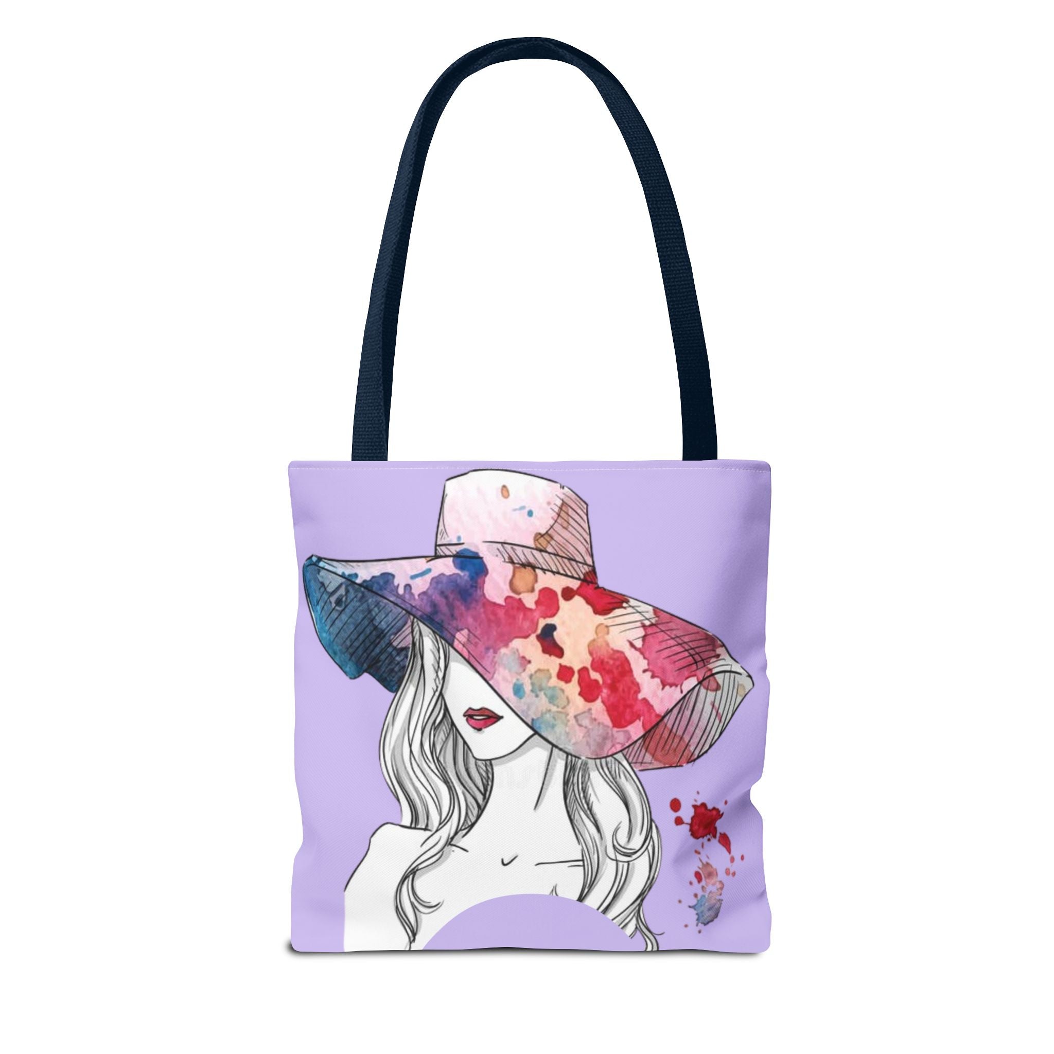 Floral Watercolor Sunhat Tote Bag — Fashionable Illustrated Woman Beach Tote - Creations by Chris and Carlos