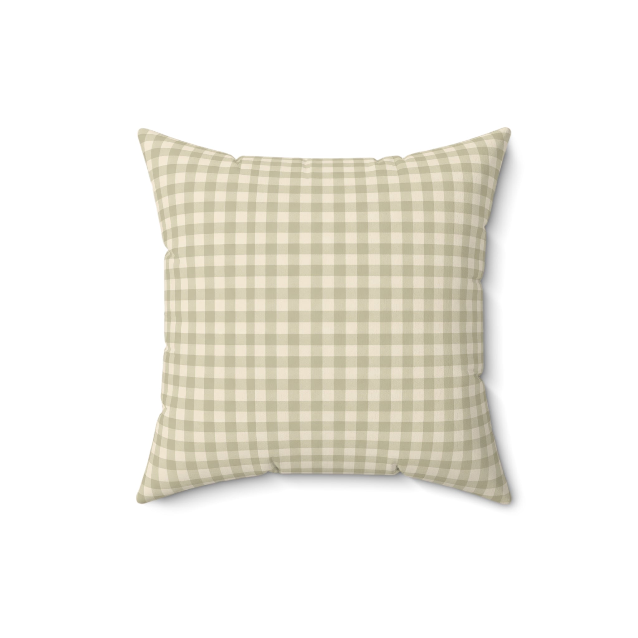 Gingham Faux Suede Square Pillow — Light Sage Check Decorative Throw Pillow - Creations by Chris and Carlos
