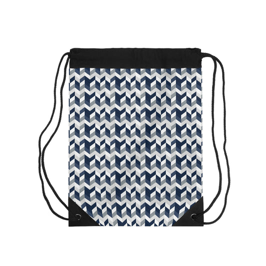 Prism Point Athletic Collection Navy Chevron Drawstring Bag — Lightweight Geometric Gym & Travel Sack - Creations by Chris and Carlos