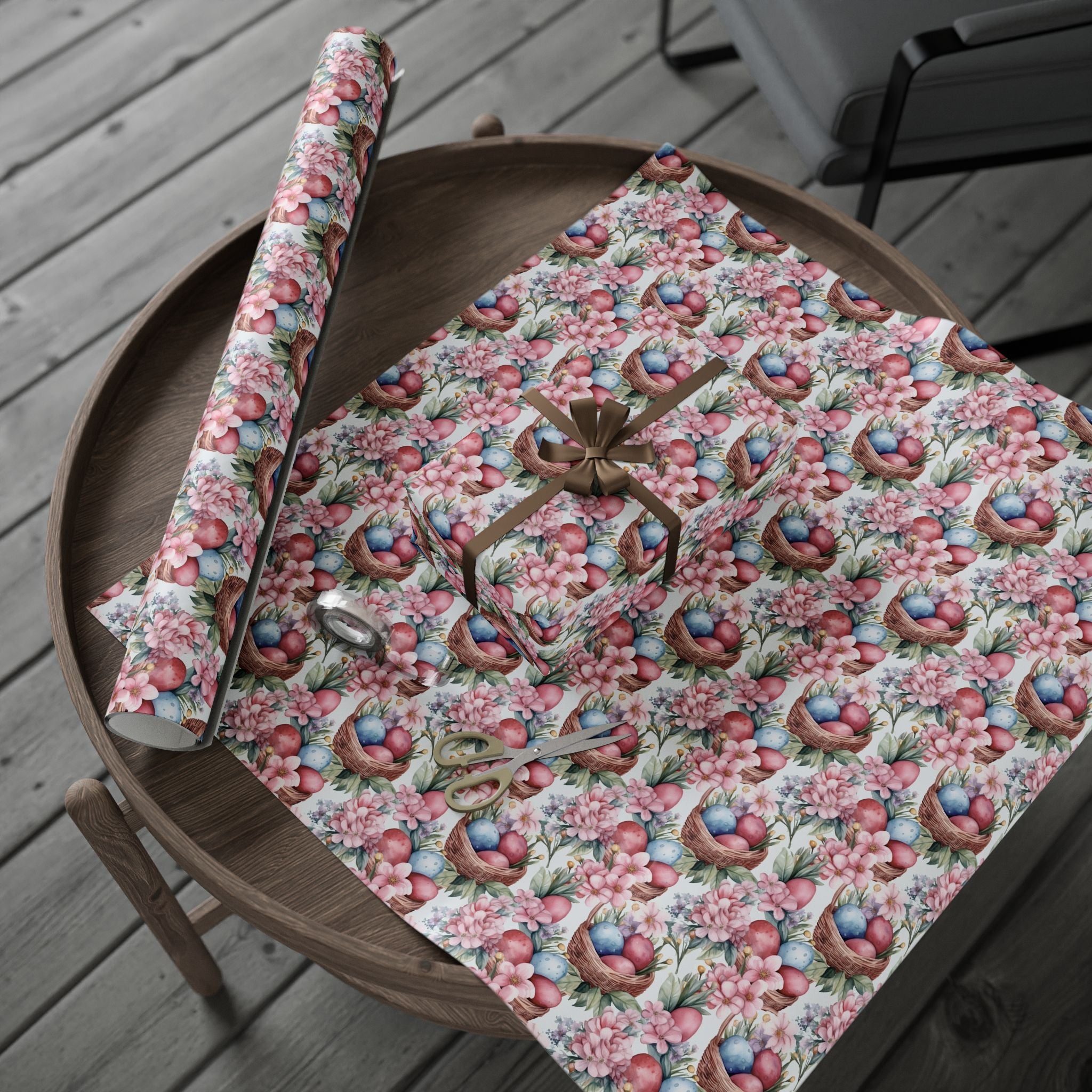 Easter Pastel Bunny & Eggs Wrapping Paper Roll — Floral Spring Gift Wrap - Creations by Chris and Carlos