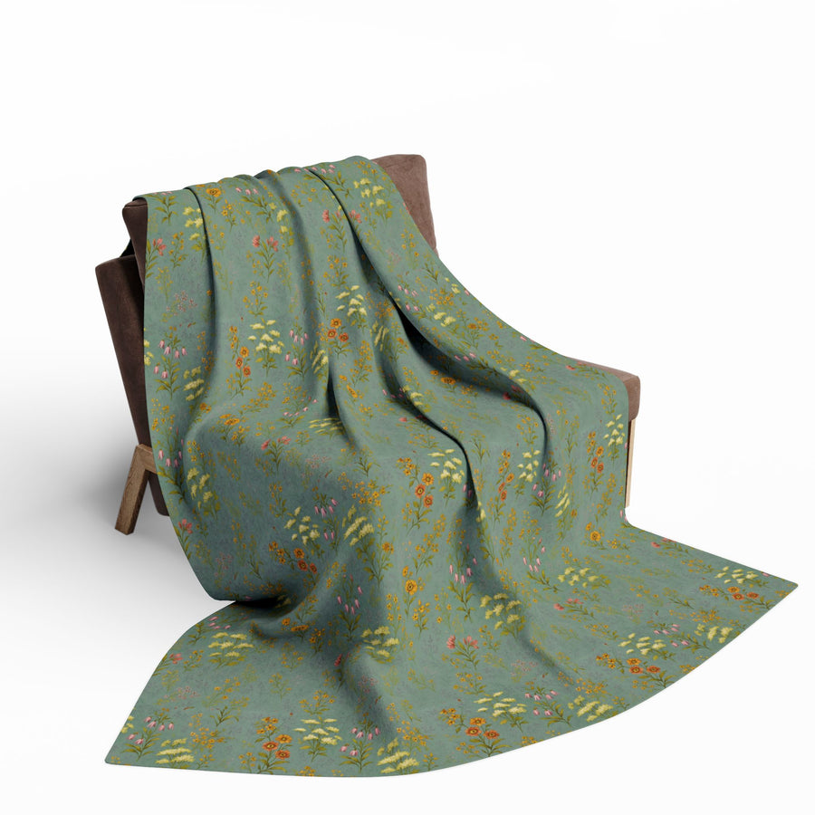 Cozy Floral Arctic Fleece Blanket, Midnight Meadow Soft Throw for Home Decor, Gifts for Her, Autumn or Winter Blanket, Blanket for Snuggling