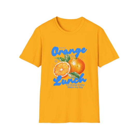 Orange Lunch Graphic T-Shirt — "An Orange A Day Makes My Day" Retro Fruit Tee - Creations by Chris and Carlos