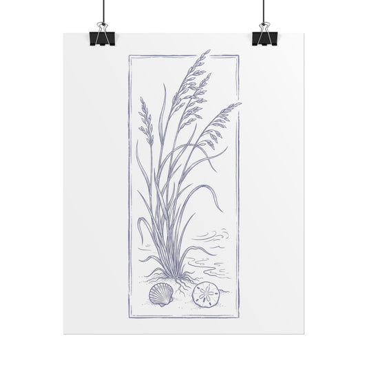 Coastal Grasses Botanical Poster — Coastal Beach Shell Wall Art - Creations by Chris and Carlos