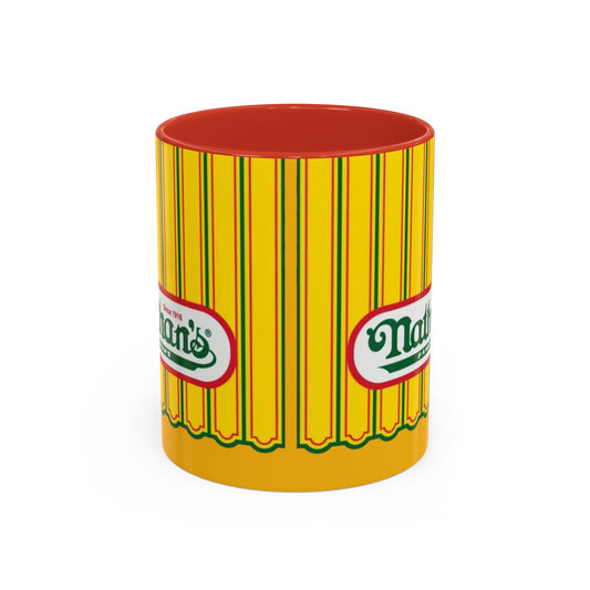 Nathan’s Famous Retro Stripe Accent Coffee Mug (11/15oz) - Creations by Chris and Carlos