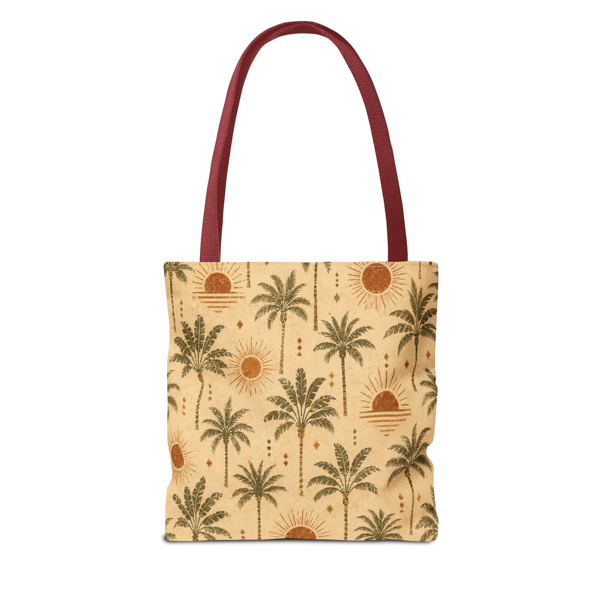 Palm Tree Sunset Tote Bag – Vintage Tropical Canvas Beach Shopper - Creations by Chris and Carlos