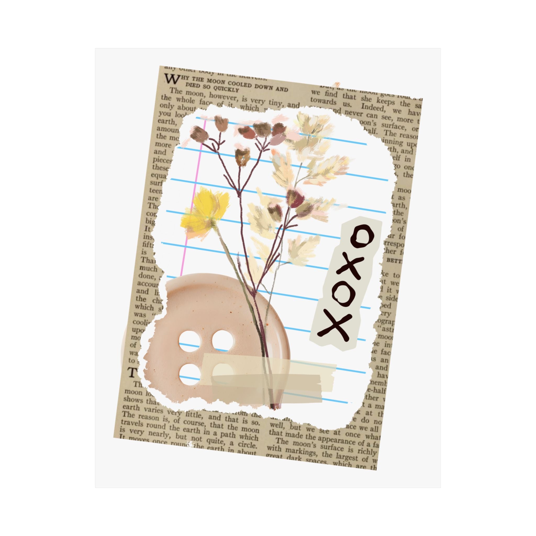 Briarwood Garden Dried Flowers Collage Matte Poster — 'XOXO' Vintage Notebook Art - Creations by Chris and Carlos