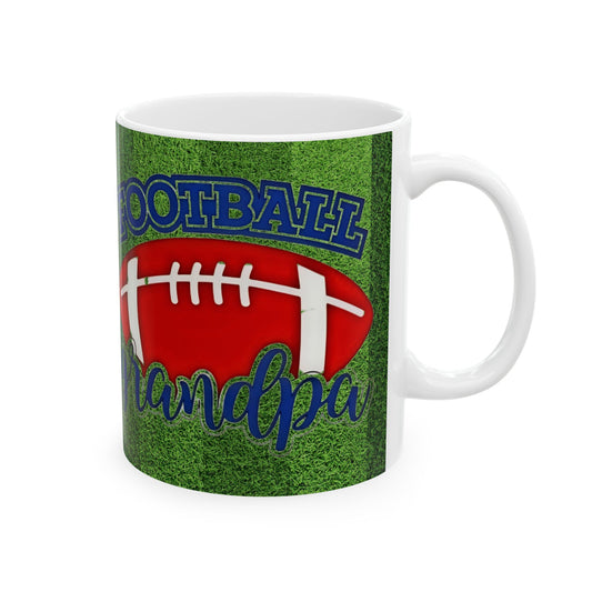 Football Papa Grandpa Ceramic Mug — 11oz/15oz Grassy Field Coffee Cup - Creations by Chris and Carlos