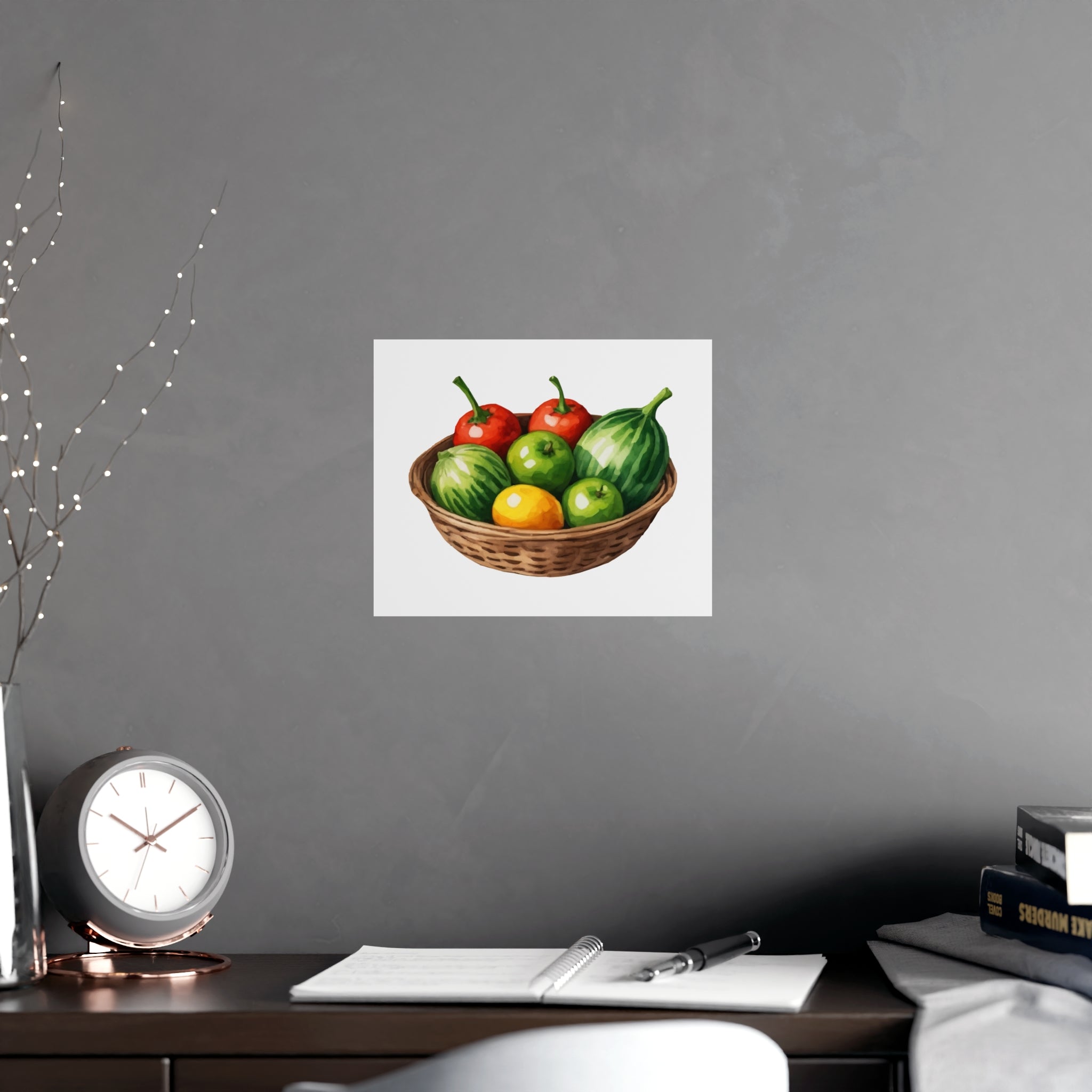 Fruit Basket Matte Poster — Watercolor Kitchen Wall Art - Creations by Chris and Carlos