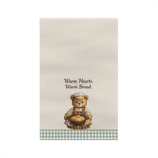 Old Soul Harvest™ Warm Hearts Warm Bread Bear Baker Tea Towel - Tea Towel from Old Soul Harvest Cozy Kitchen