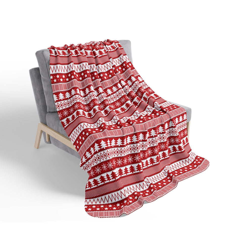 Merry Mod- Cozy Holiday Fleece Sherpa Blanket, Festive Throw Blanket, Christmas Decor, Warm Winter Gift, Stylish Home Comfort