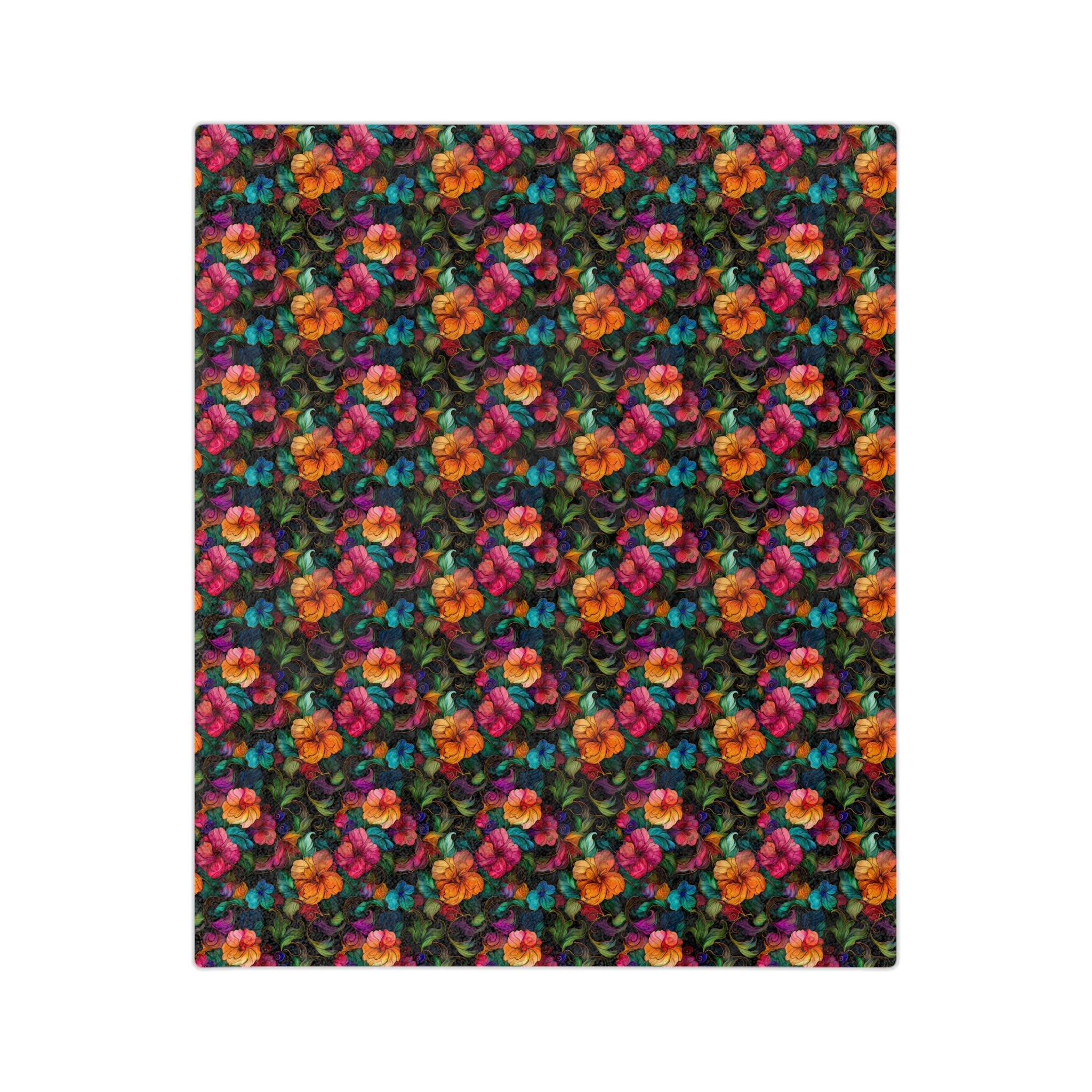 Sol y Alegría (Sun and Joy) Collection-Floral Velvet Microfiber Blanket Colorful Tropical Bloom Throw - Creations by Chris and Carlos