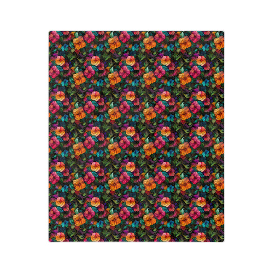 Sol y Alegría (Sun and Joy) Collection-Floral Velvet Microfiber Blanket Colorful Tropical Bloom Throw - Creations by Chris and Carlos