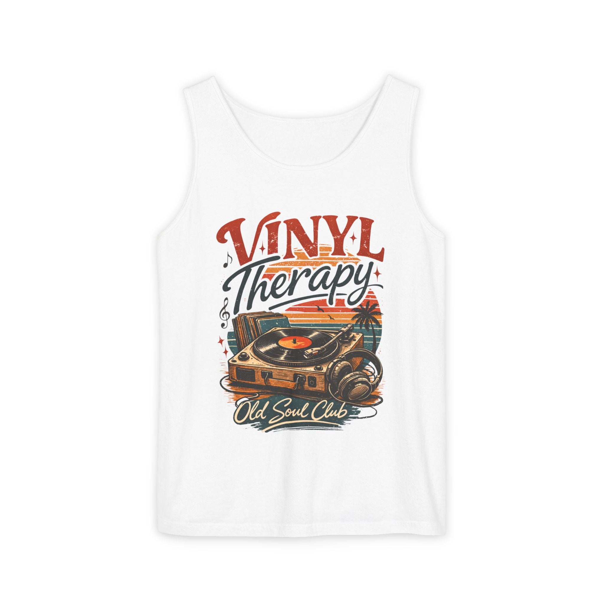 Vinyl Therapy Tank Top — Retro Record Player Music Shirt - Creations by Chris and Carlos