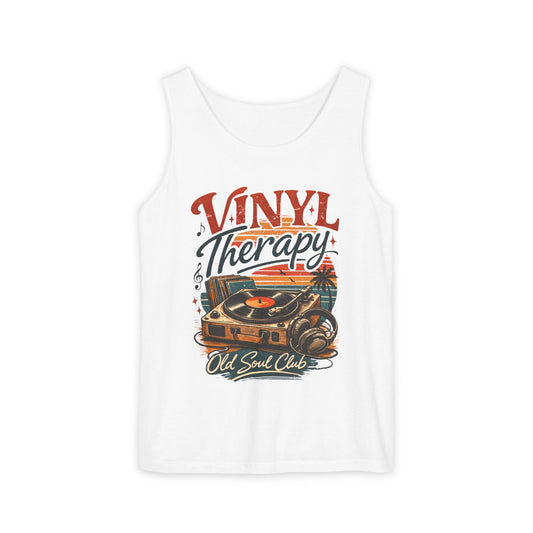 Vinyl Therapy Tank Top — Retro Record Player Music Shirt - Creations by Chris and Carlos