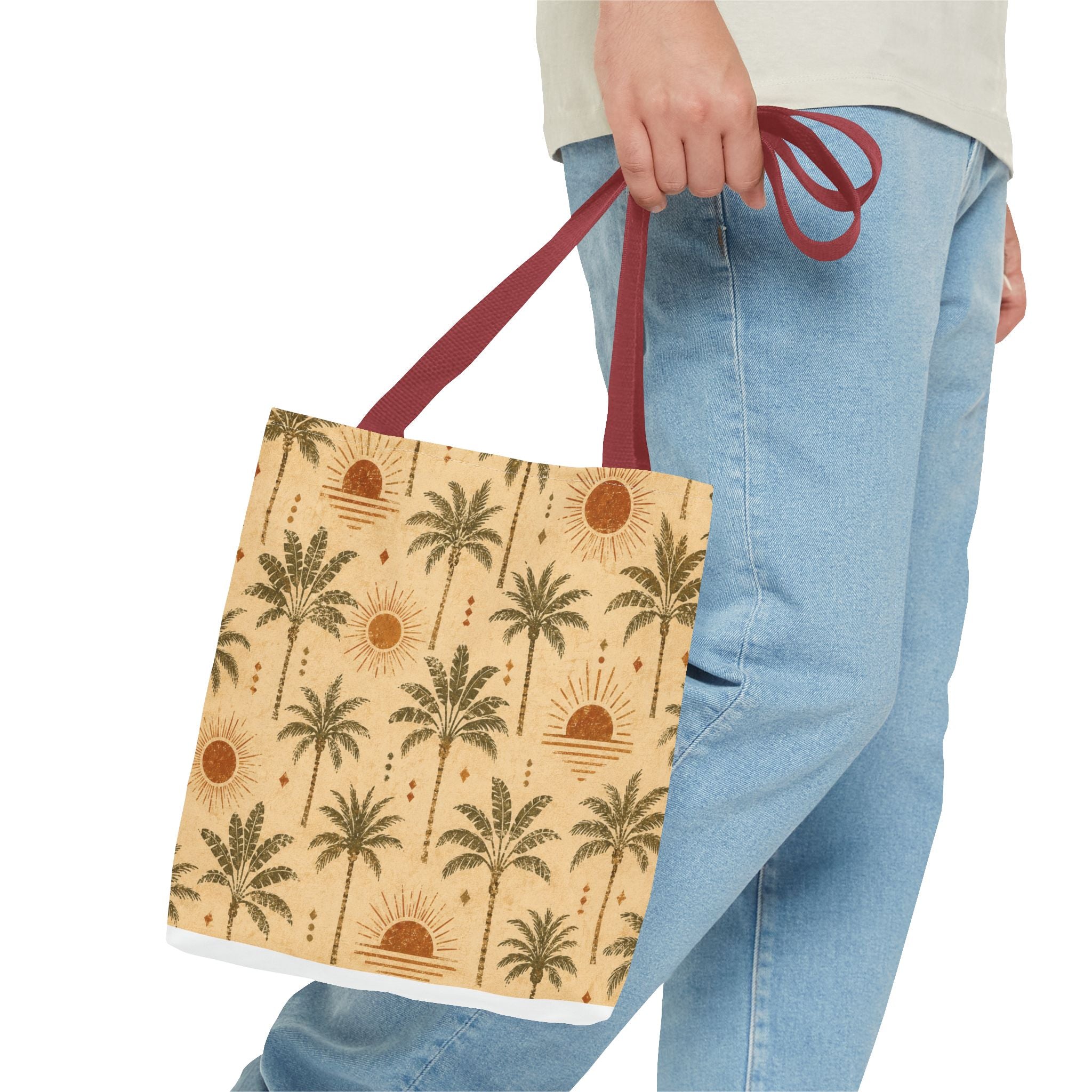 Palm Tree Sunset Tote Bag – Vintage Tropical Canvas Beach Shopper - Creations by Chris and Carlos