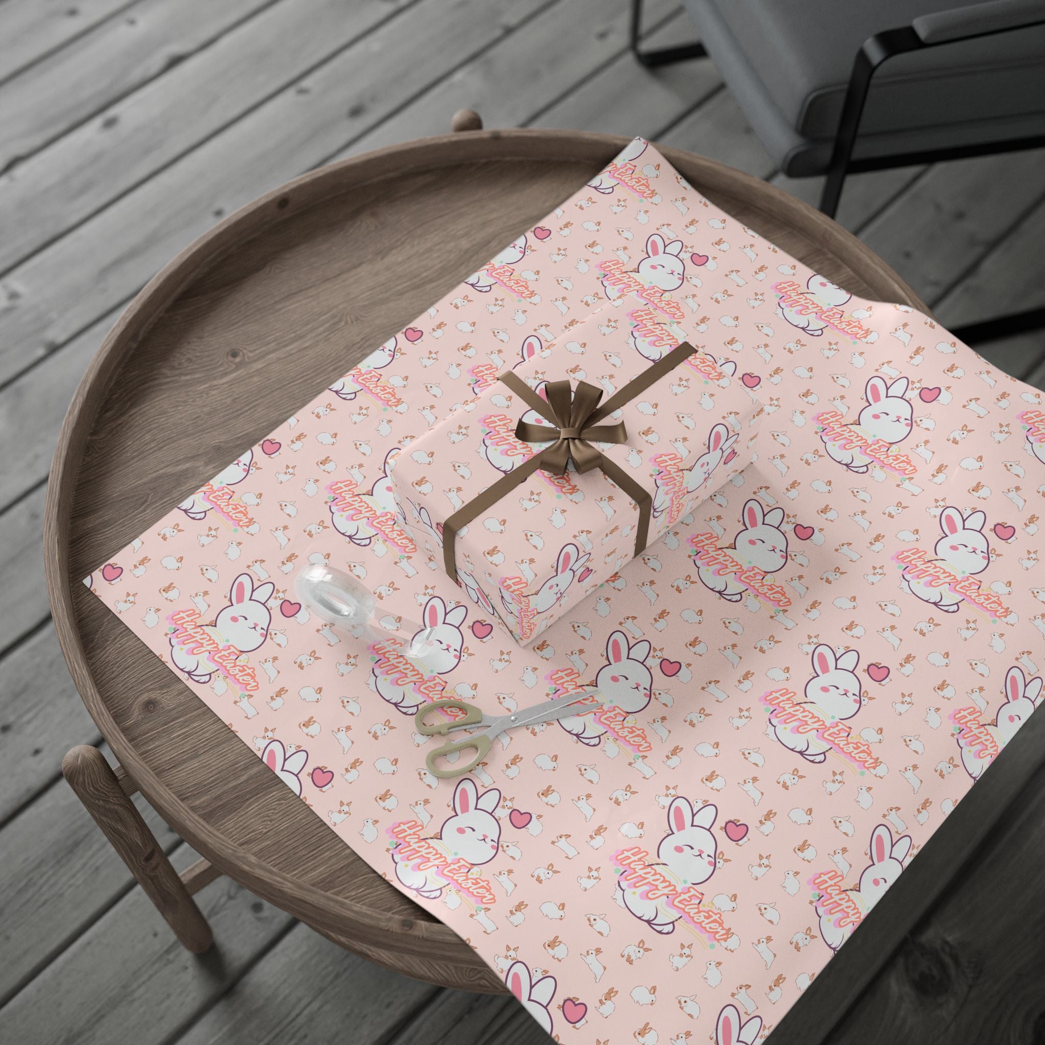 Easter Cute Bunny Pattern Wrapping Paper - Pastel Pink Love & Hearts Gift Wrap - Creations by Chris and Carlos