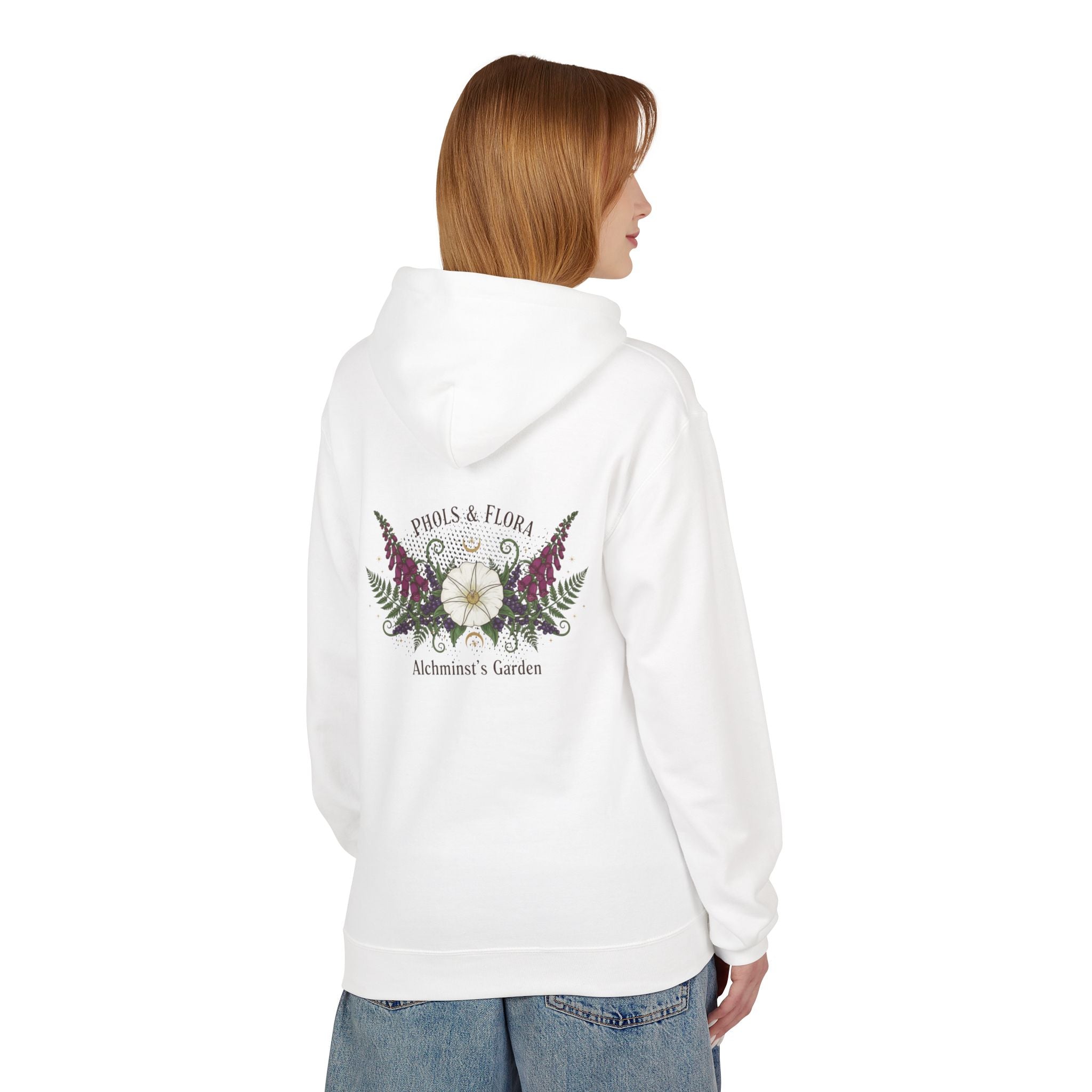 Botanical Alchemist Hoodie — Phols & Flora "Alchimist’s Garden" Floral Back Print - Creations by Chris and Carlos