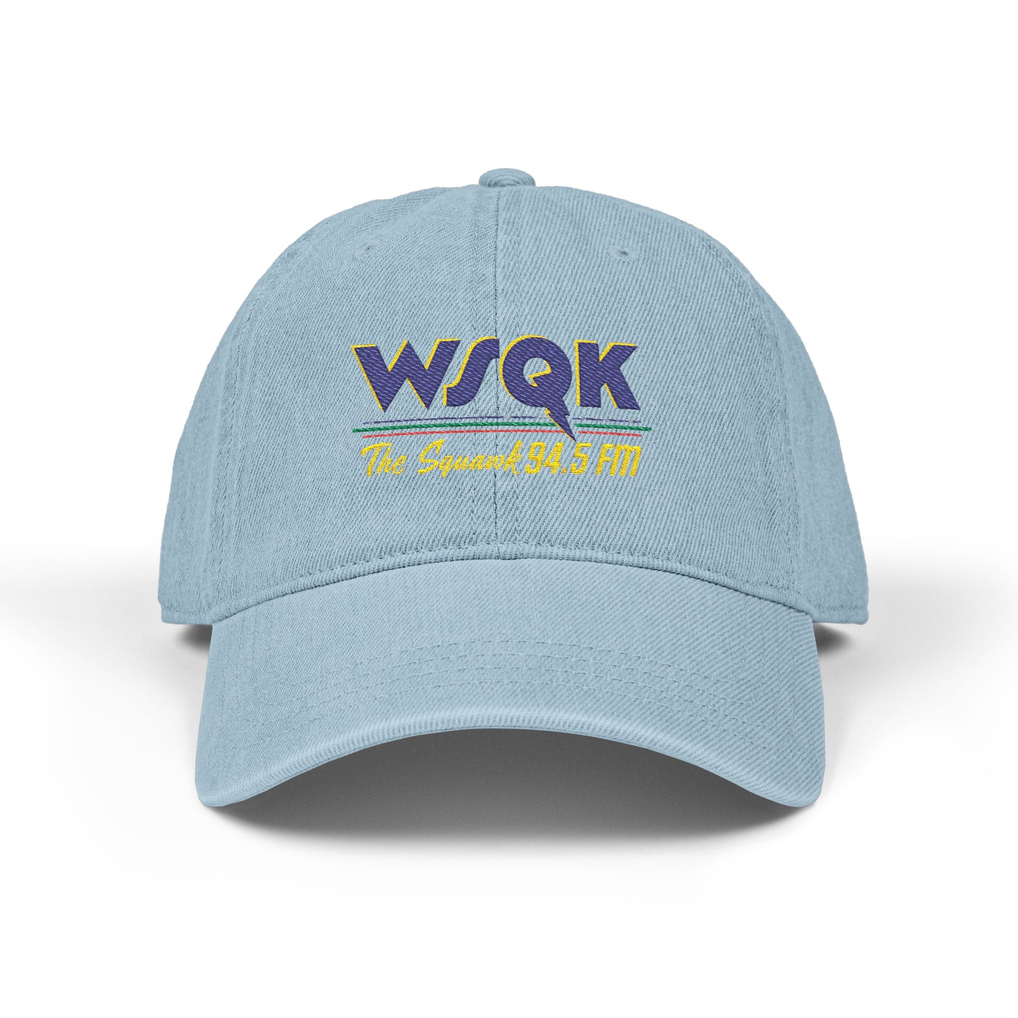 WSQK 94.5 FM Embroidered Denim Hat - Retro Radio Logo Cap - Creations by Chris and Carlos