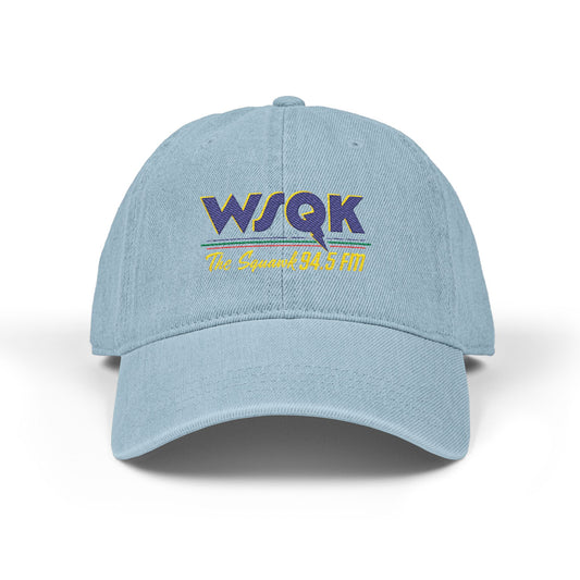 WSQK 94.5 FM Embroidered Denim Hat - Retro Radio Logo Cap - Creations by Chris and Carlos