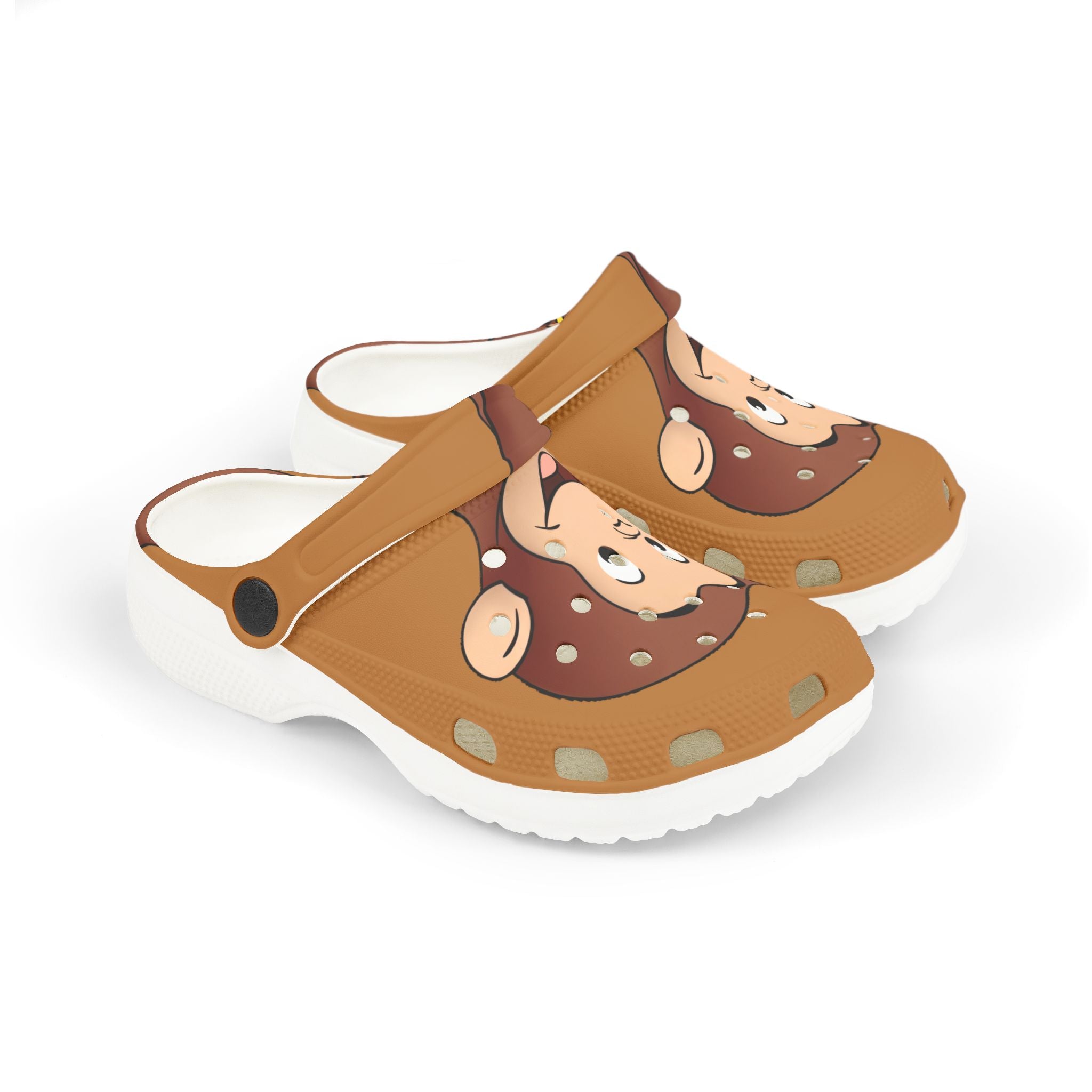 Kids Curious George Monkey Clogs – Brown EVA Foam Slip-On Shoes for Toddlers & Preschoolers - Creations by Chris and Carlos