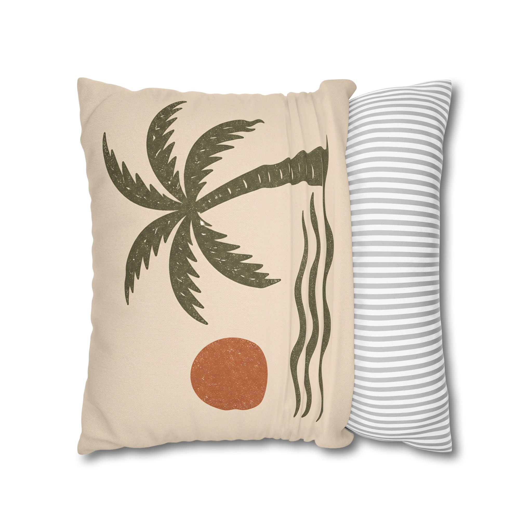 Retro Palm Tree Beach Pillowcase — Tropical Sunset Decorative Throw - Creations by Chris and Carlos