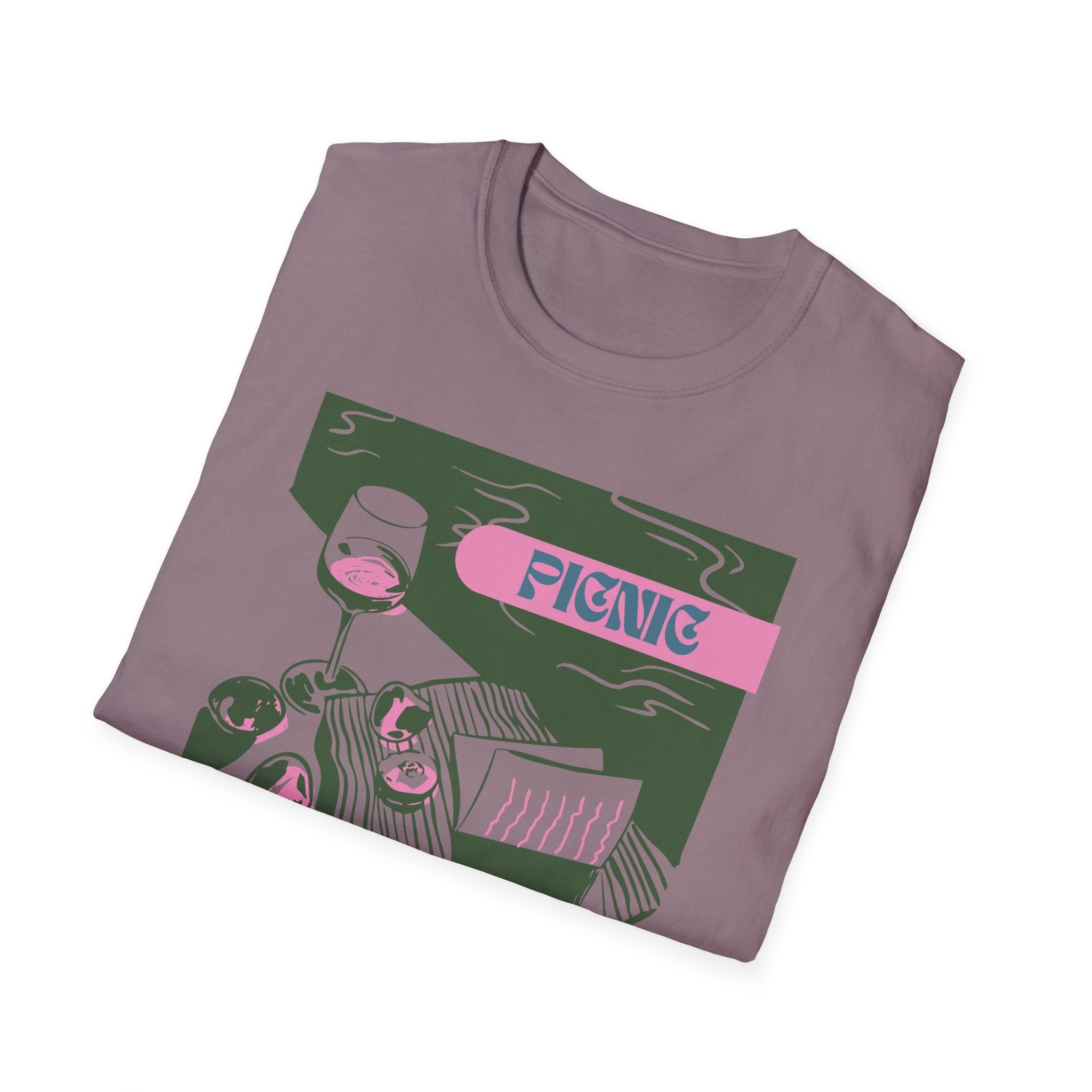 Picnic Graphic T-Shirt — Retro Picnic Scene Tee - Creations by Chris and Carlos